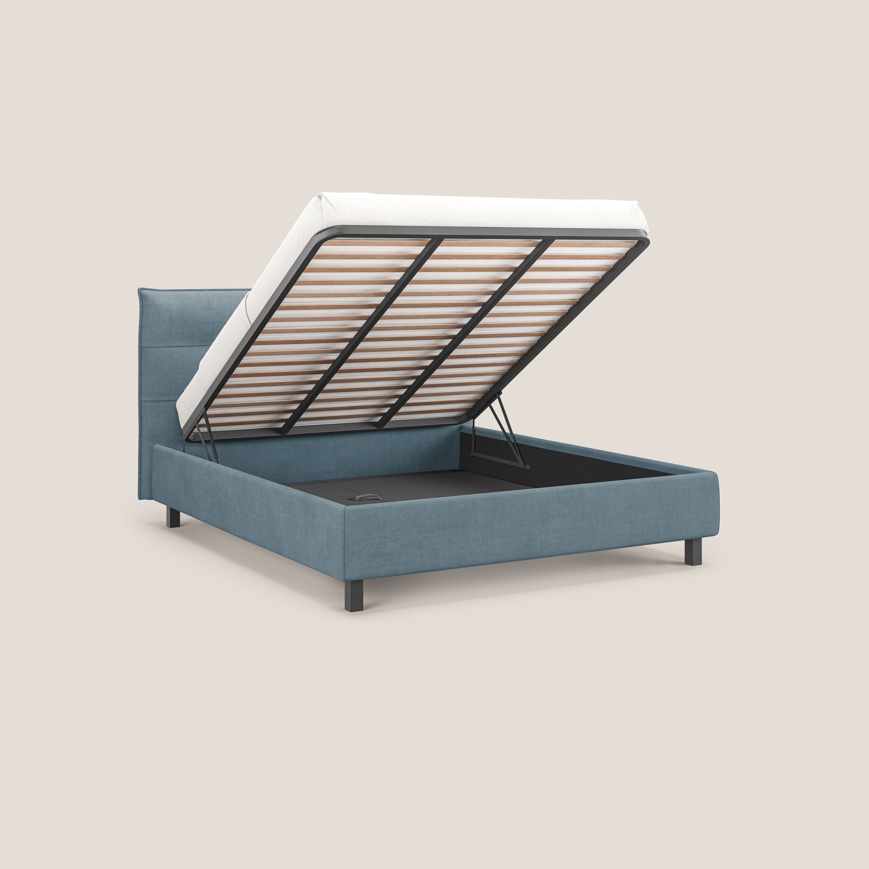 Liam letto contenitore con testata trapuntata in tessuto smacchiabile T17 carta da zucchero - divani.store