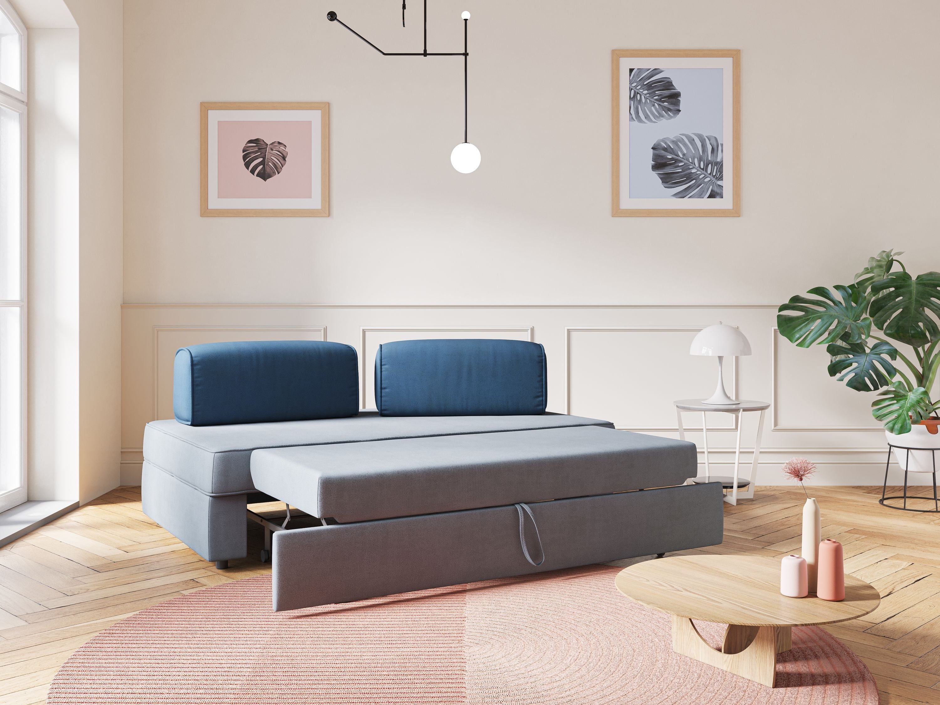 Liberty divano con pouf estraibile e schienali movibili in tessuto morbido impermeabile T02 nero - divani.store