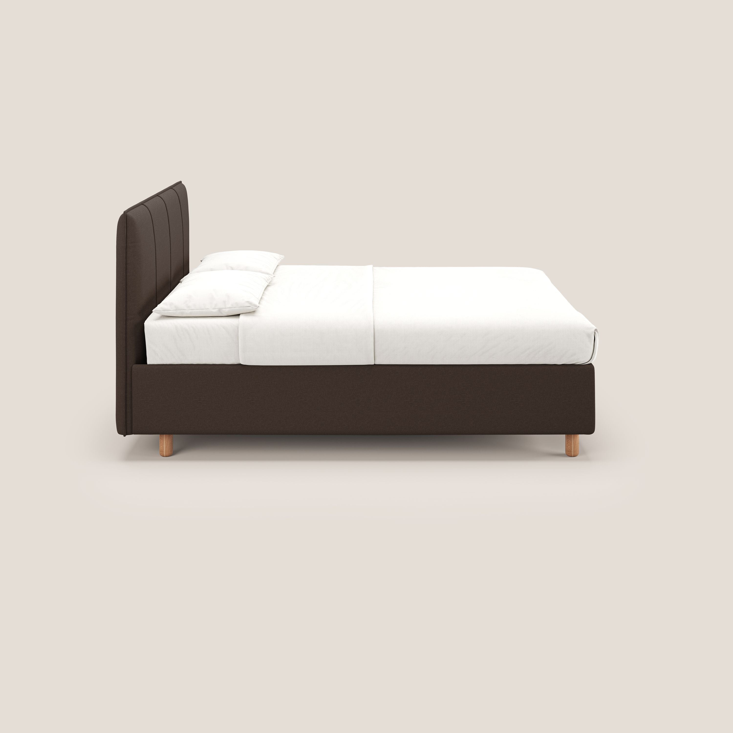 Lothar letto contenitore maxi dalle dimensioni contenute in tessuto impermeabile T13 marrone - divani.store