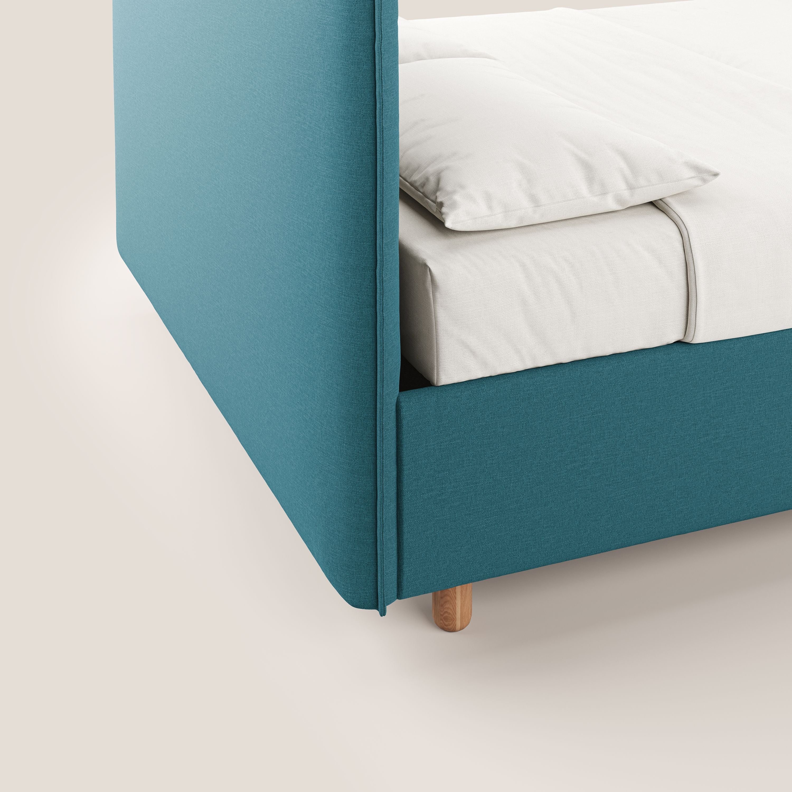 Lothar letto contenitore maxi dalle dimensioni contenute in tessuto impermeabile T13 azzurro - divani.store