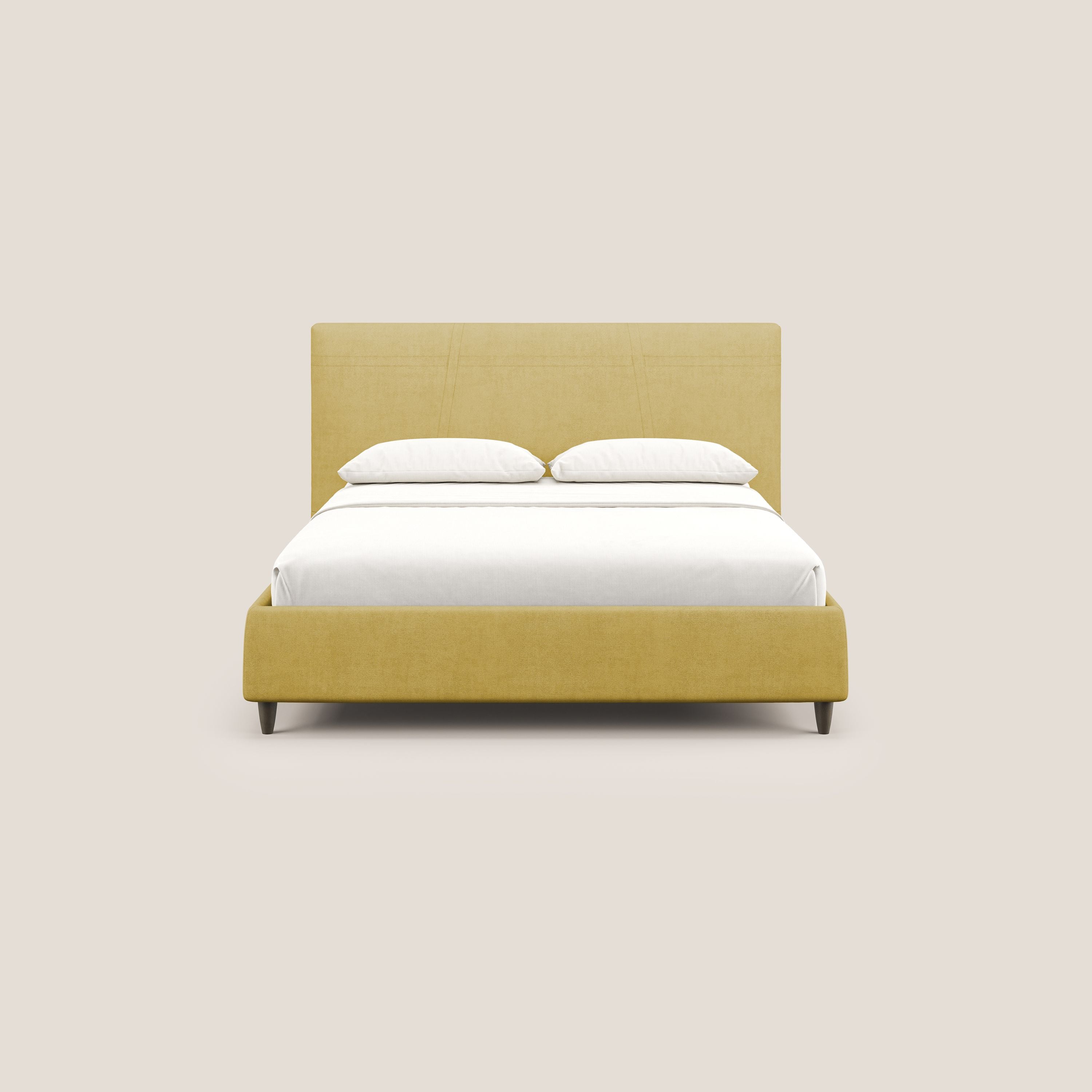 Martina letto imbottito contenitore in tessuto impermeabile T02 giallo - divani.store