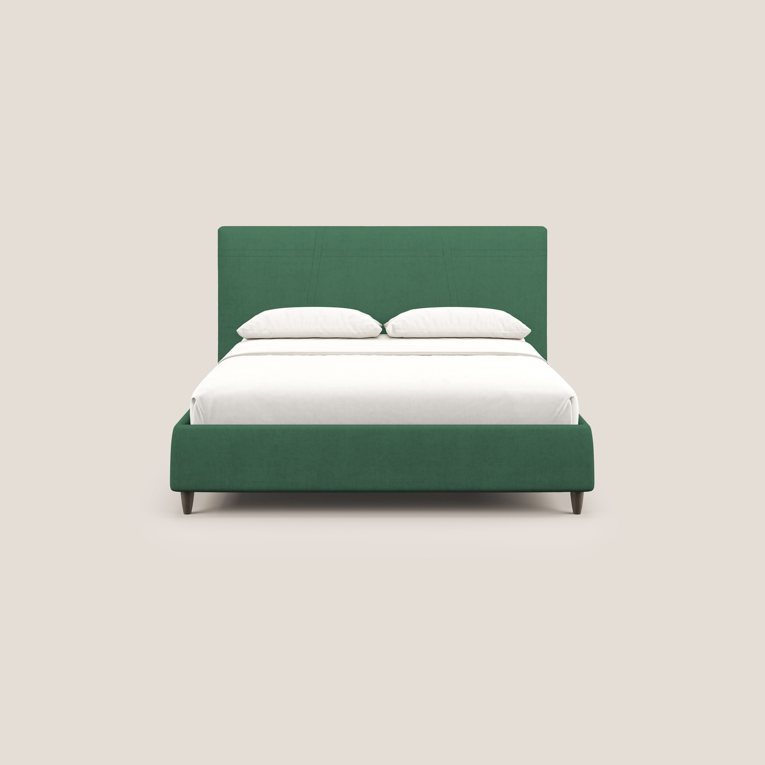Martina letto imbottito contenitore in tessuto impermeabile T02 verde - divani.store