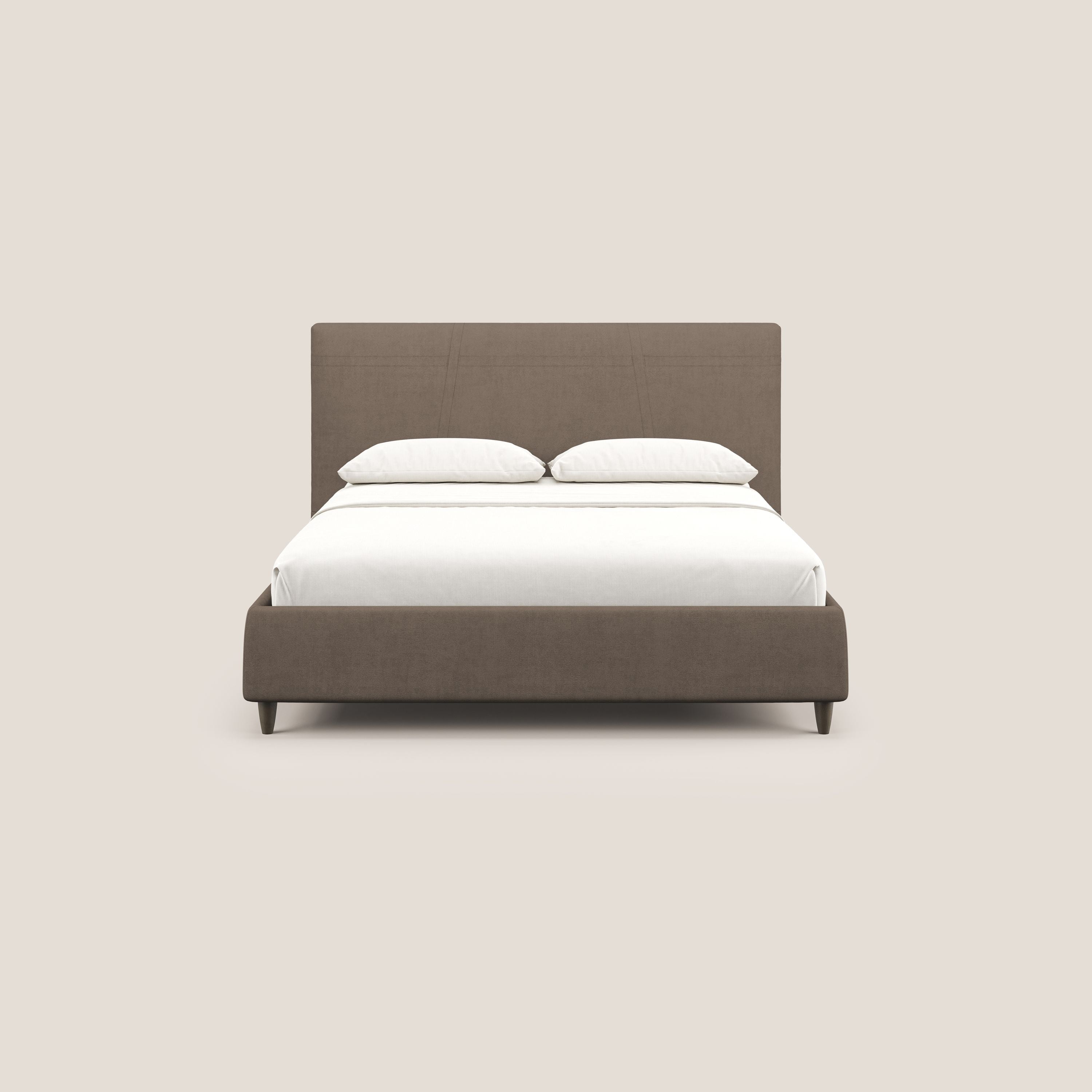 Martina letto imbottito contenitore in tessuto impermeabile T02 marrone - divani.store