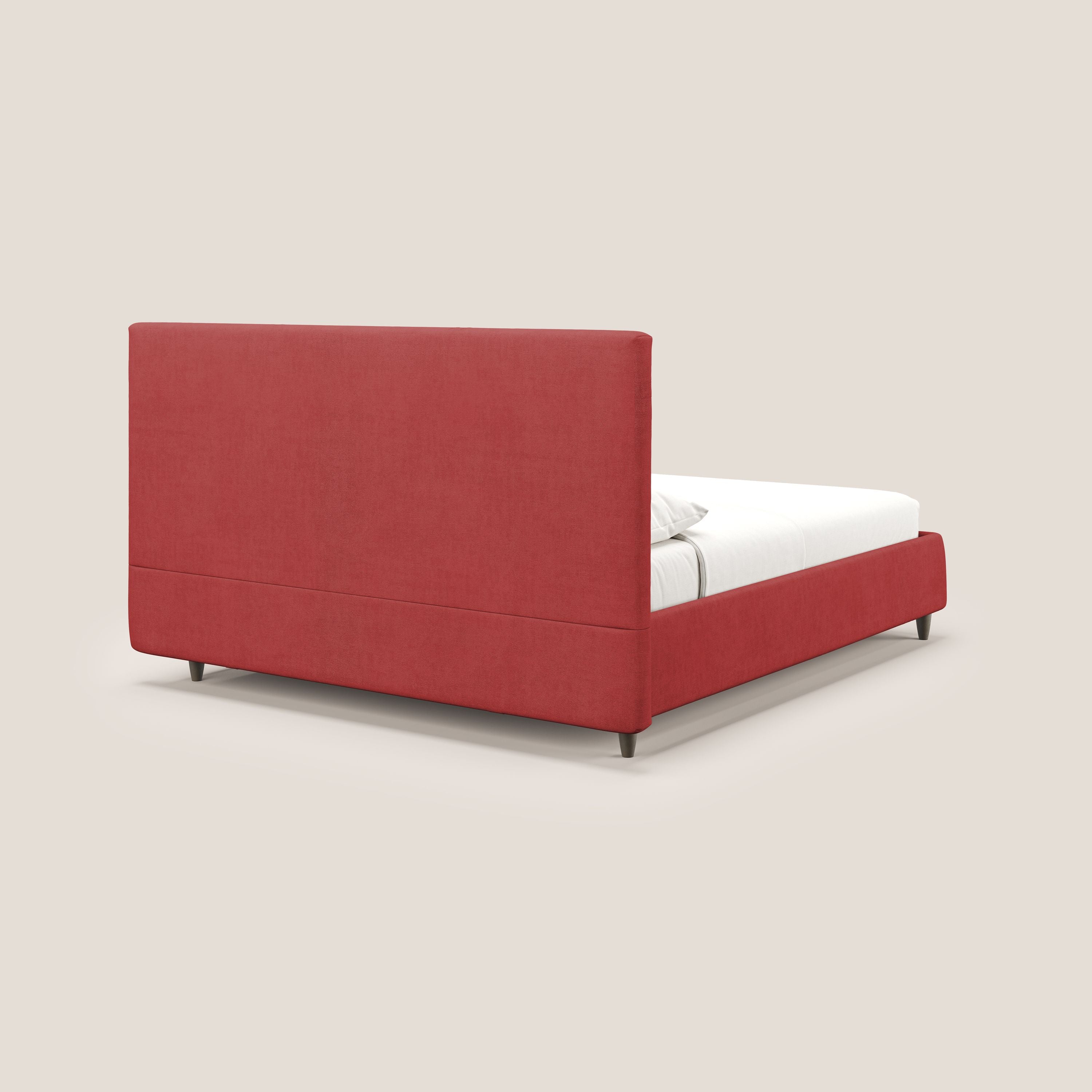 Martina letto imbottito contenitore in tessuto impermeabile T02 rosso - divani.store