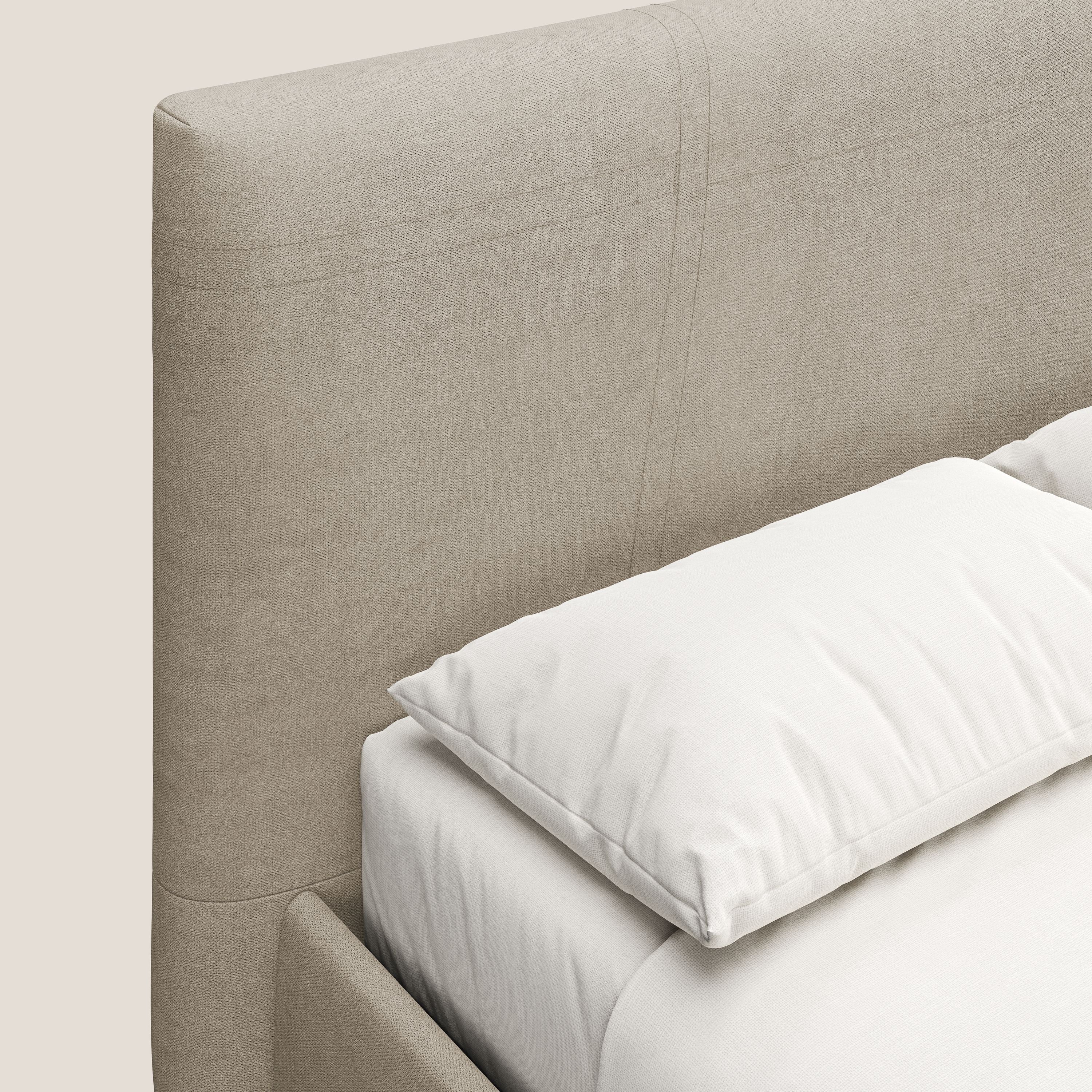 Martina letto imbottito contenitore in tessuto impermeabile T02 beige - divani.store