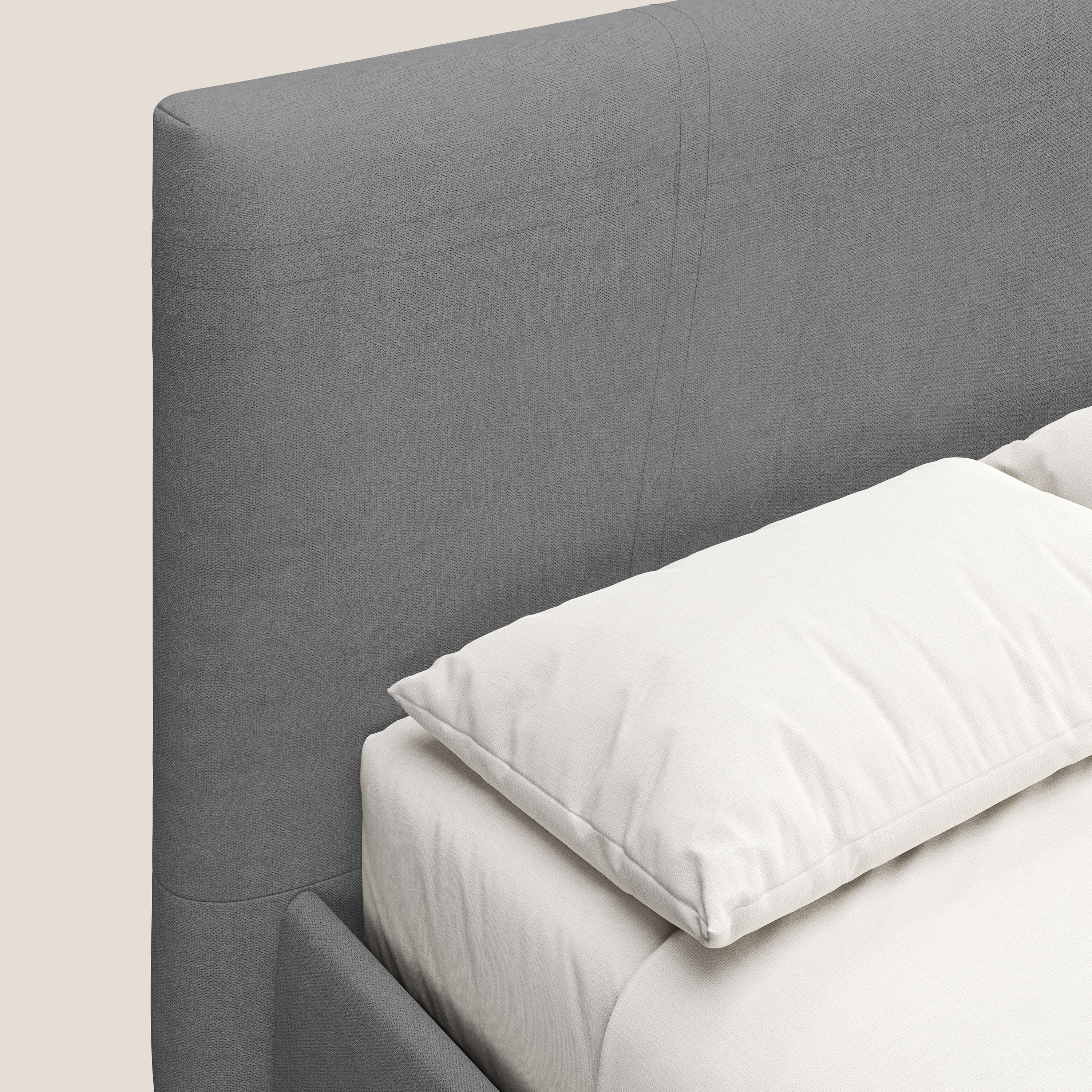 Martina letto imbottito contenitore in tessuto impermeabile T02 grigio - divani.store