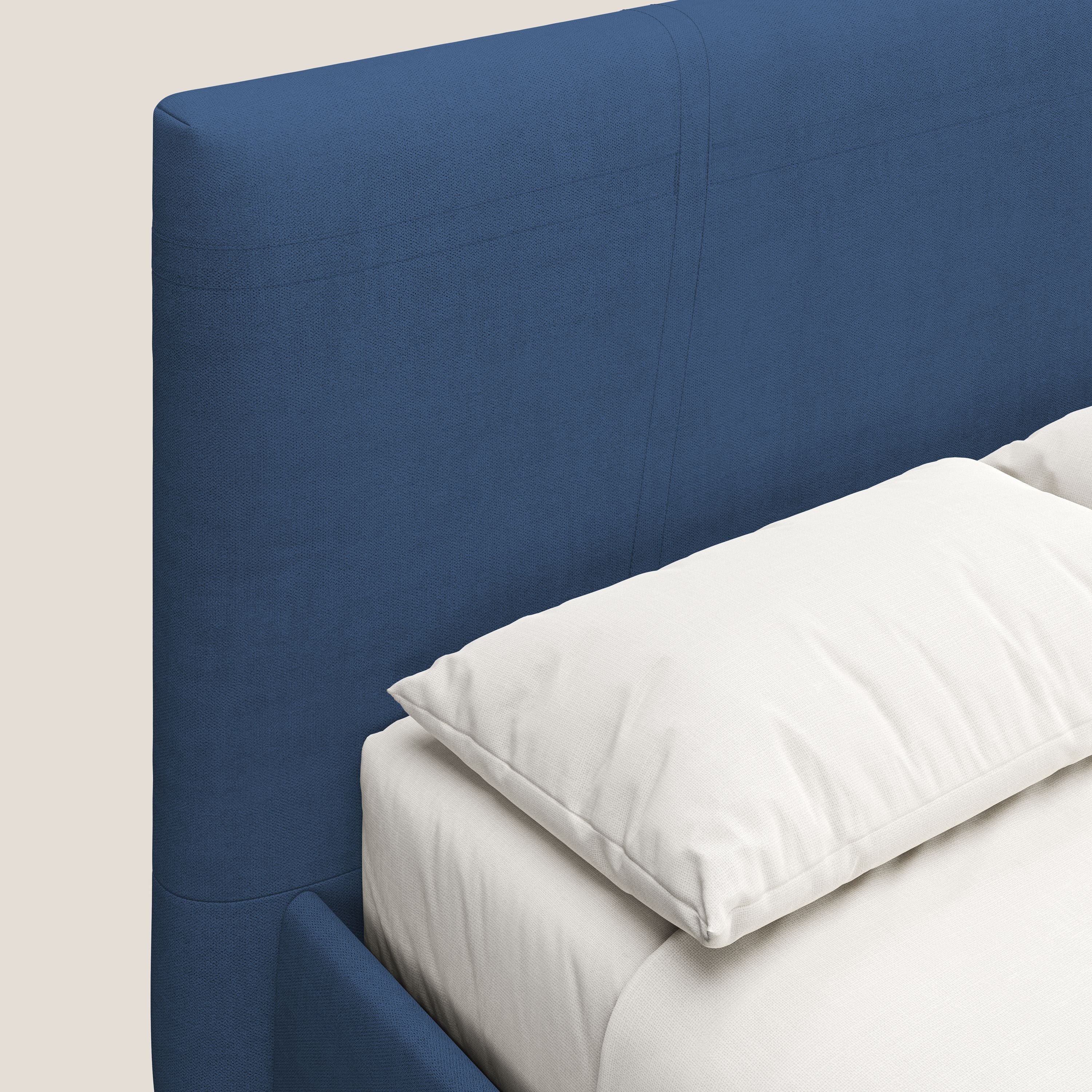 Martina letto imbottito contenitore in tessuto impermeabile T02 blu - divani.store