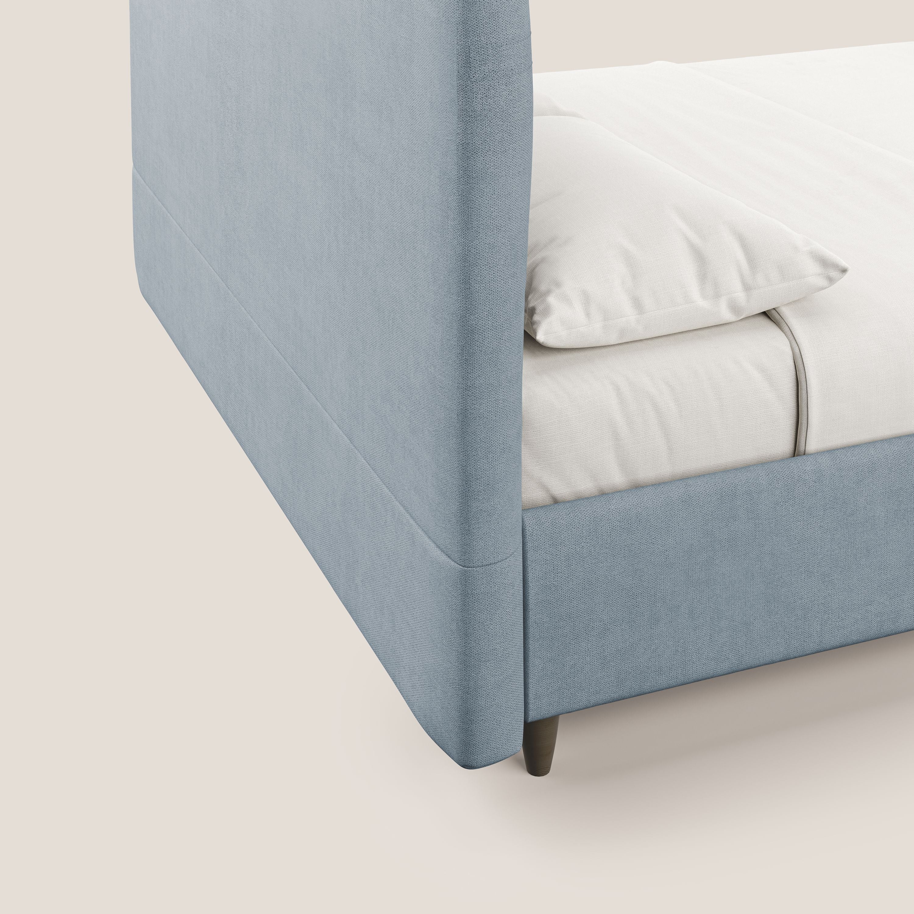 Martina letto imbottito contenitore in tessuto impermeabile T02 carta da zucchero - divani.store