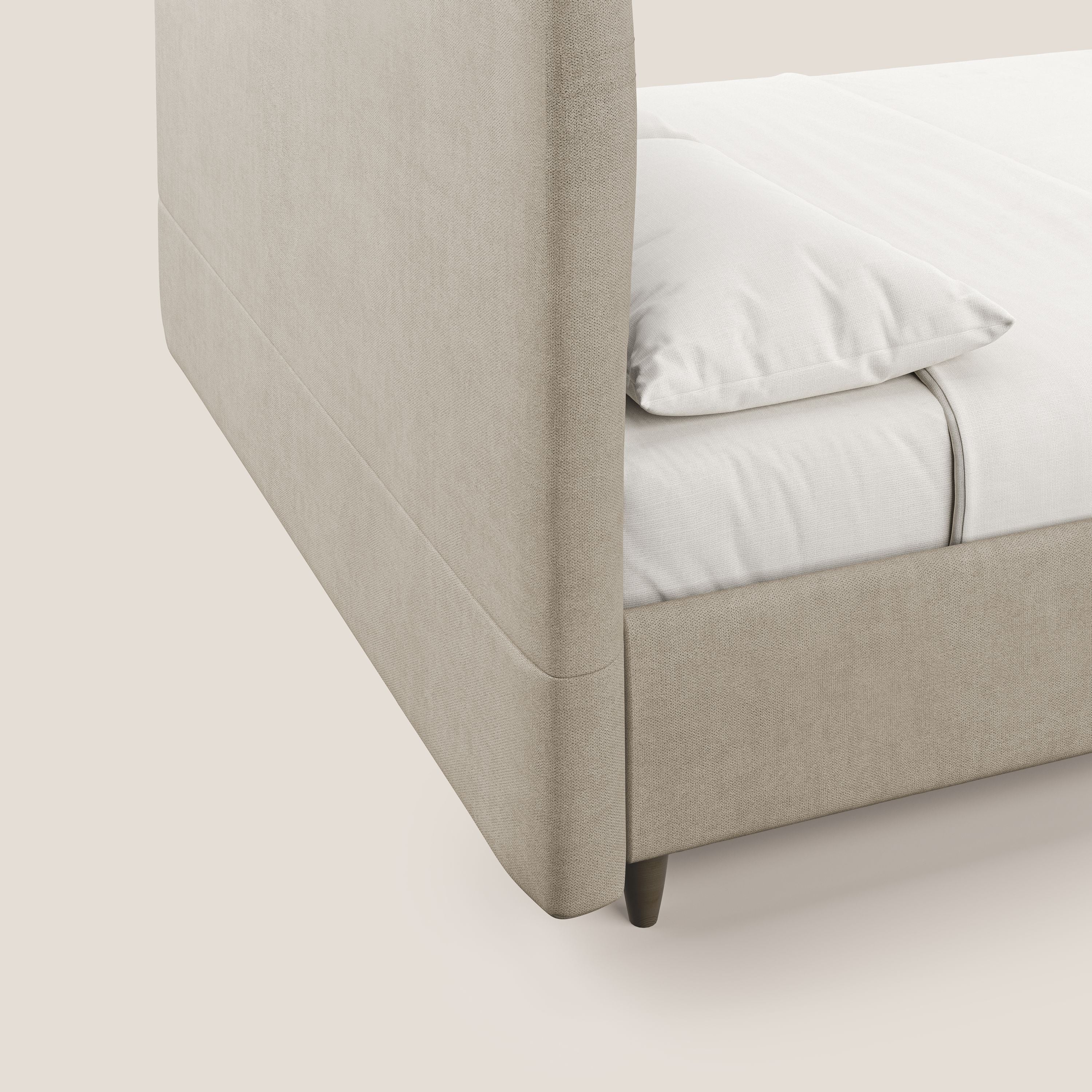 Martina letto imbottito contenitore in tessuto impermeabile T02 beige - divani.store