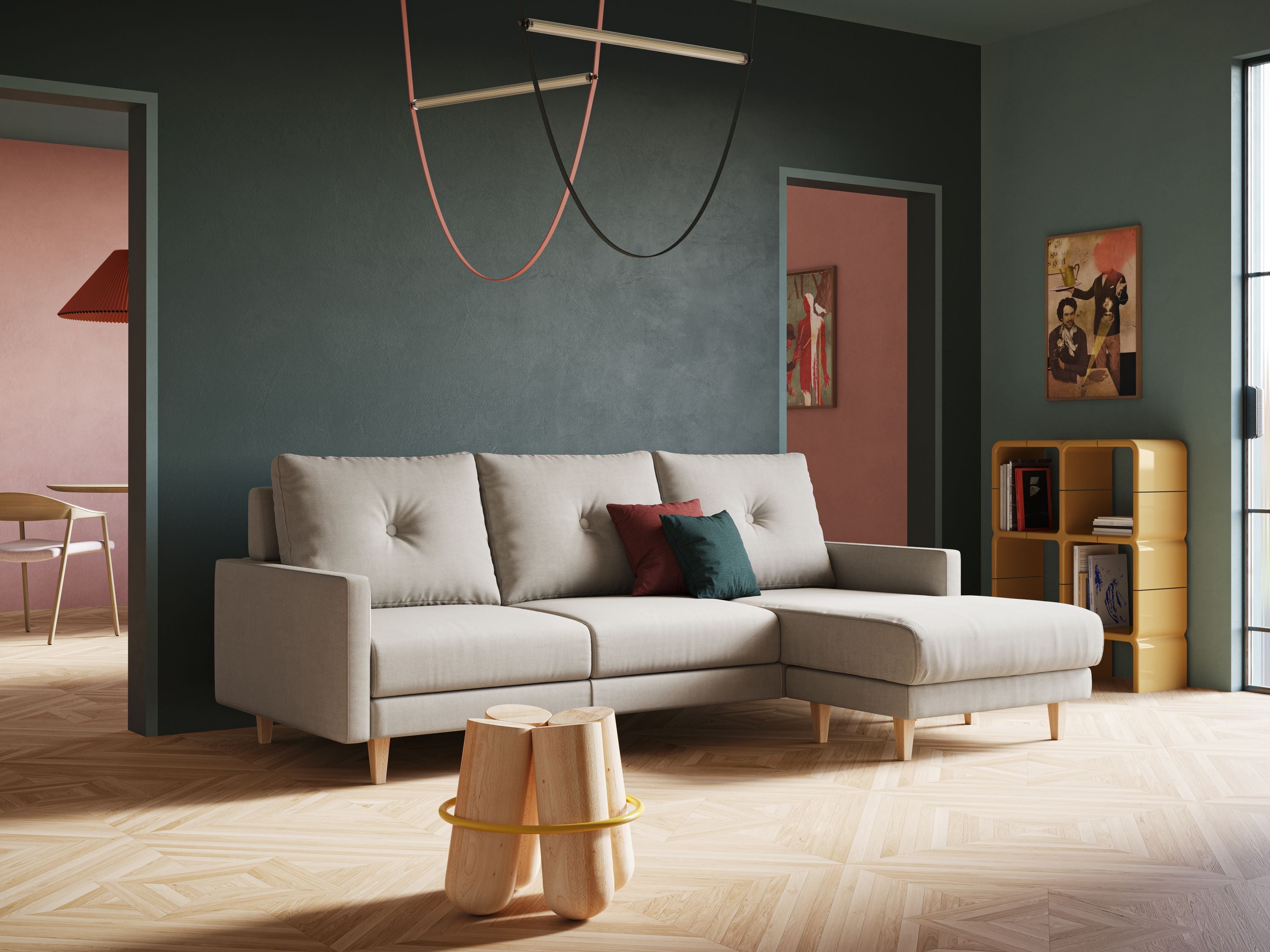 Matisse Divano angolare con sedute scorrevoli in tessuto morbido smacchiabile T17 panna - divani.store