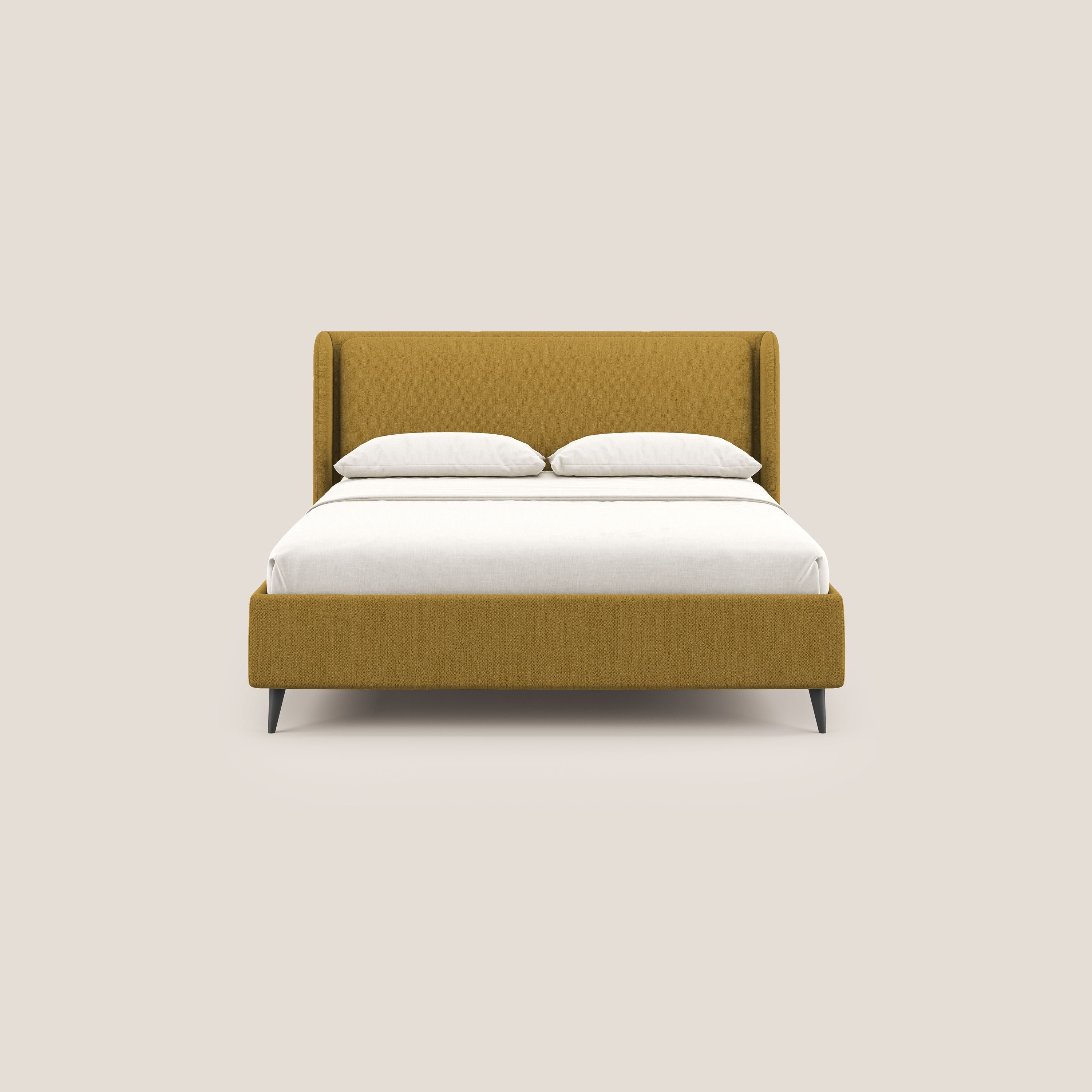 Nadine letto contenitore di design e comfort Italiano in tessuto impermeabile T19 giallo - divani.store