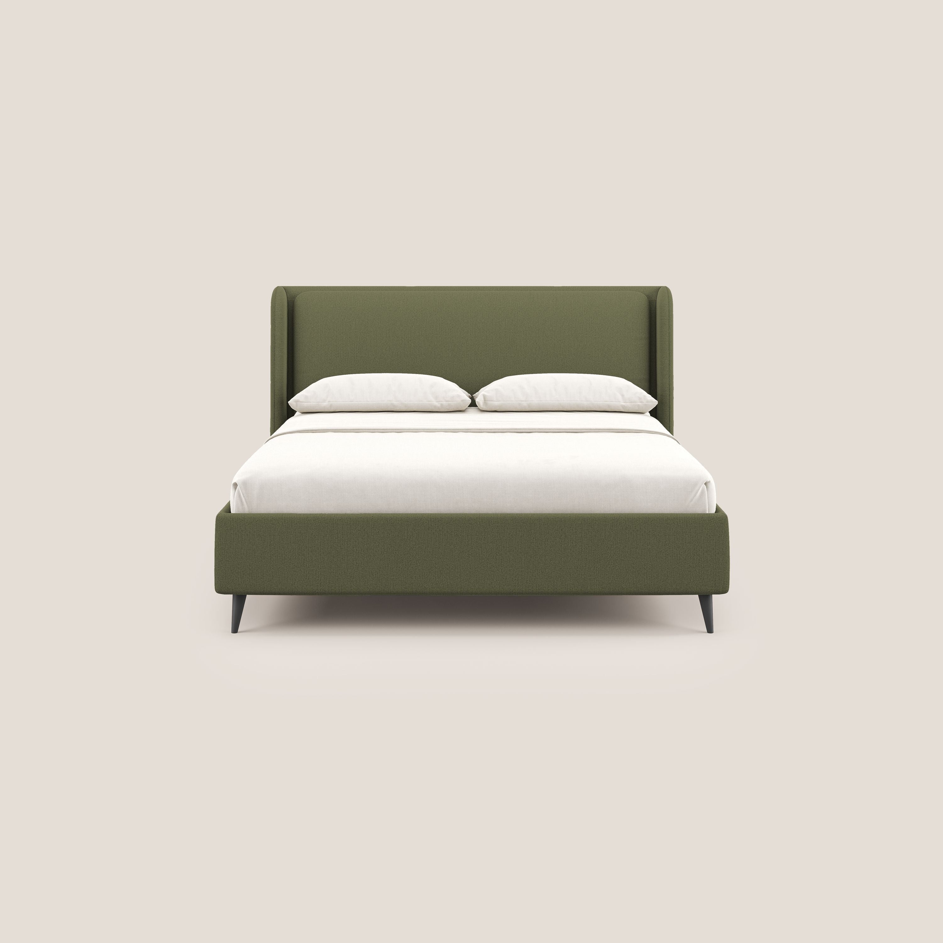 Nadine letto contenitore di design e comfort Italiano in tessuto impermeabile T19 verde - divani.store