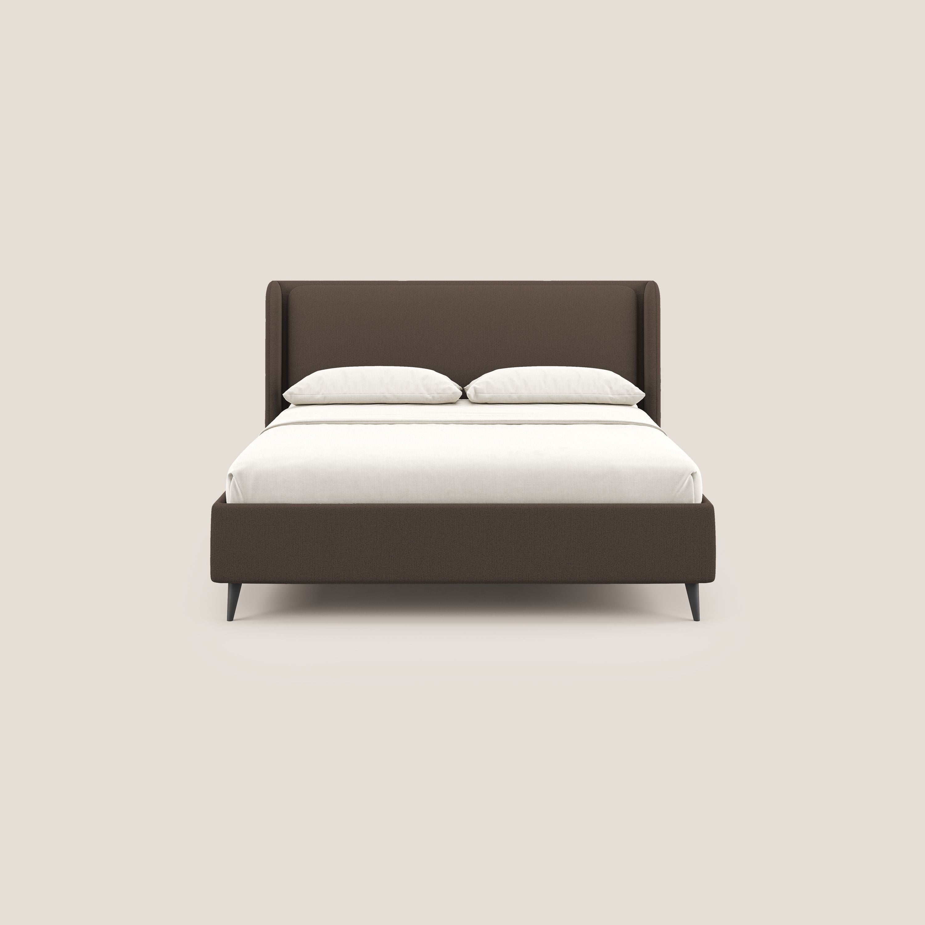Nadine letto contenitore di design e comfort Italiano in tessuto impermeabile T19 marrone - divani.store