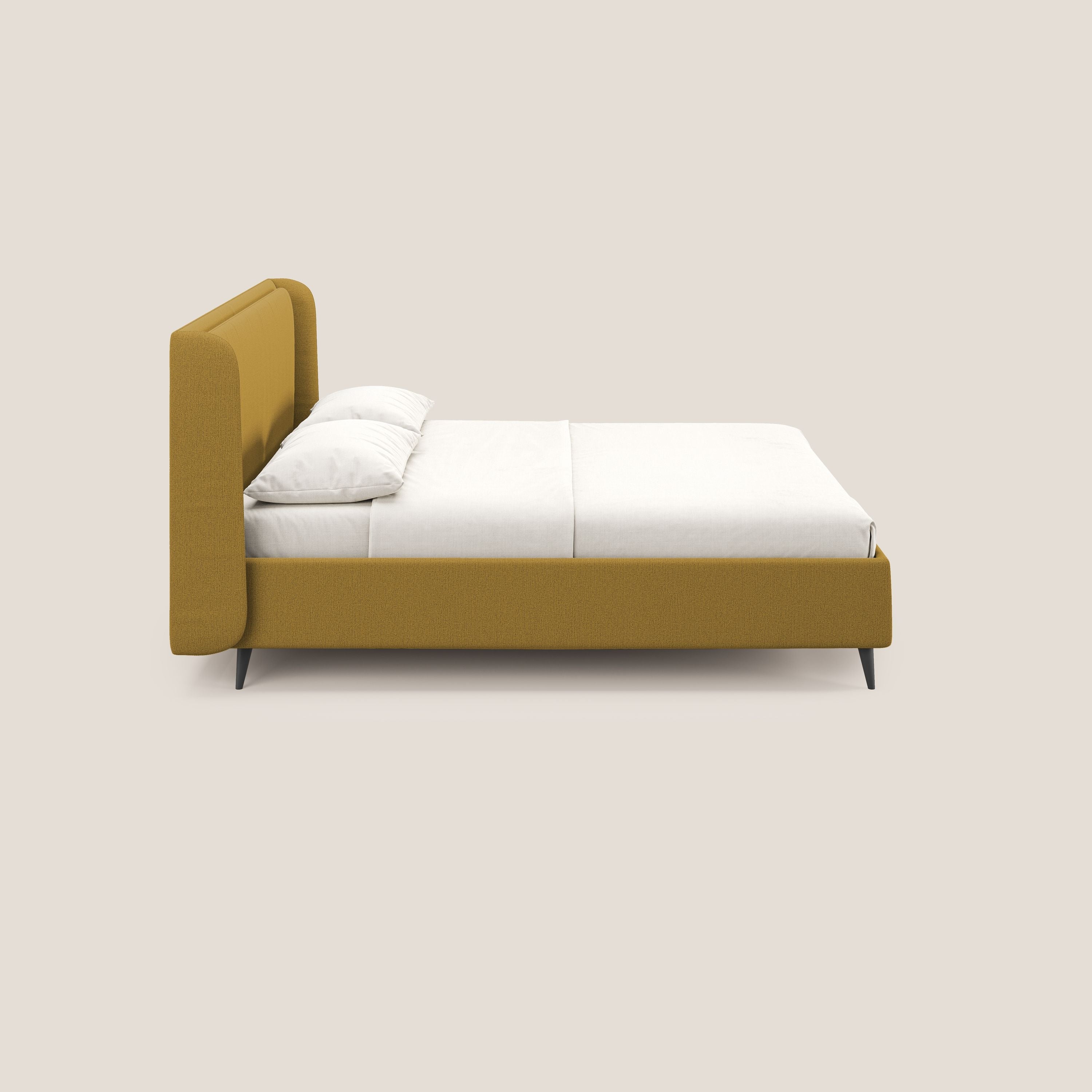 Nadine letto contenitore di design e comfort Italiano in tessuto impermeabile T19 giallo - divani.store