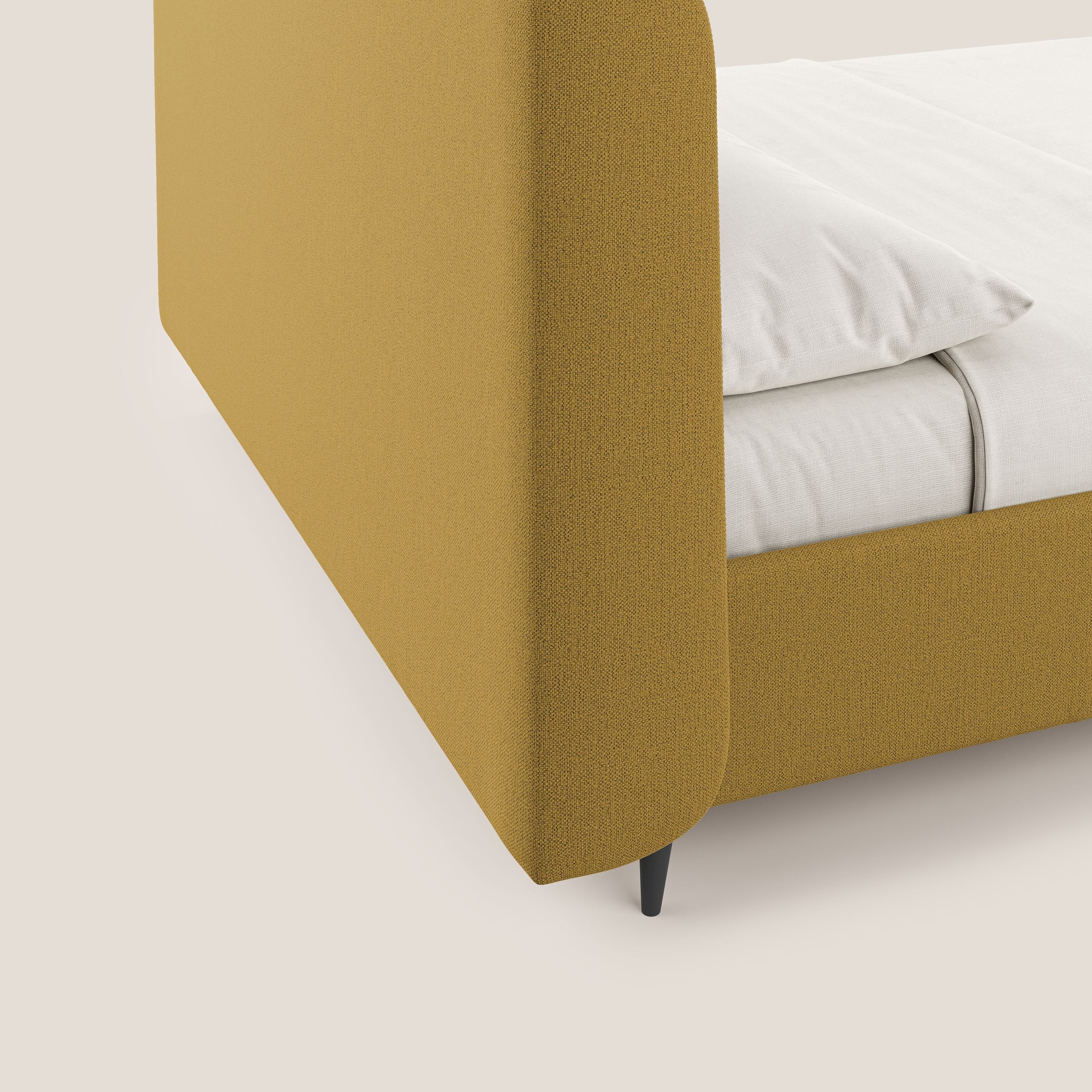 Nadine letto contenitore di design e comfort Italiano in tessuto impermeabile T19 giallo - divani.store