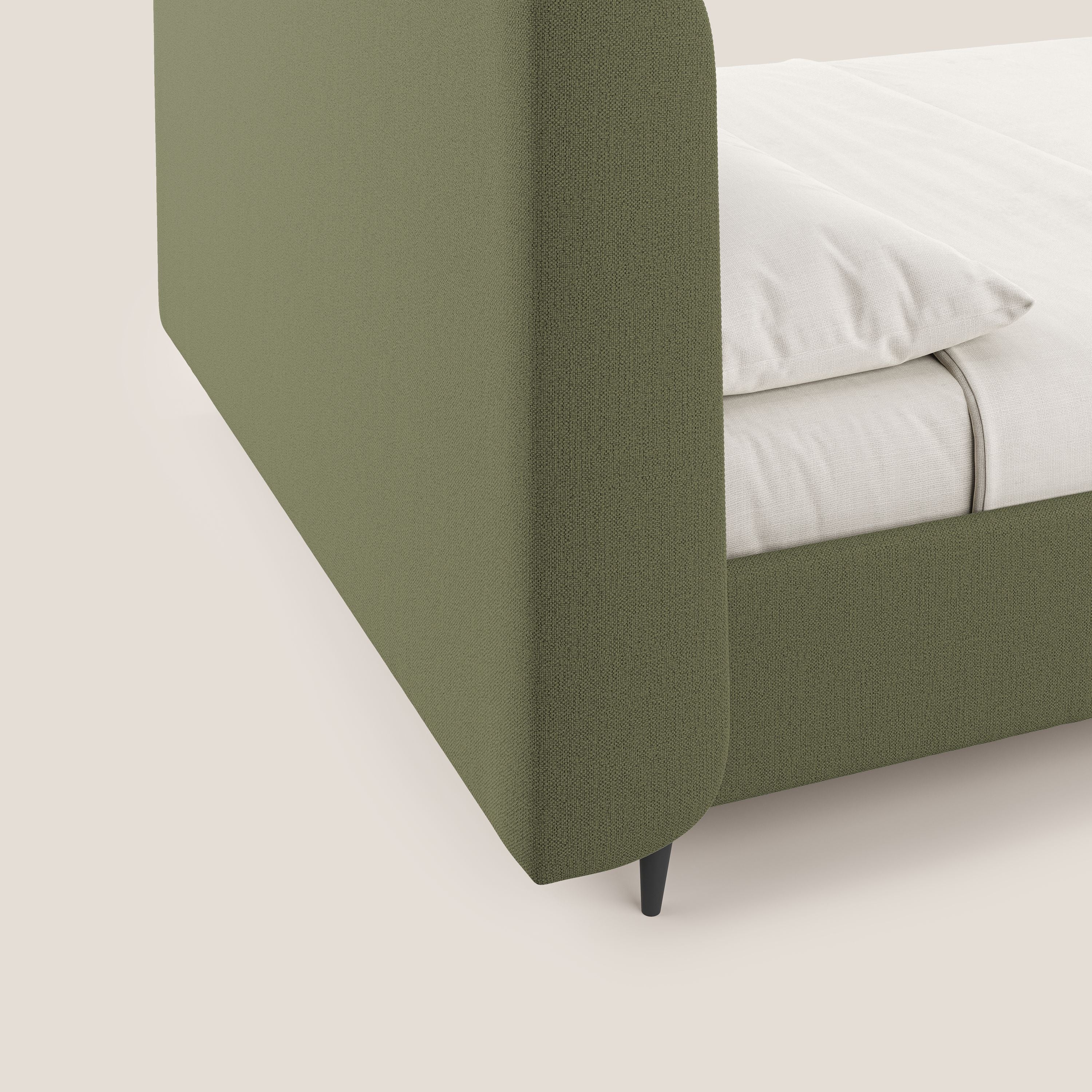 Nadine letto contenitore di design e comfort Italiano in tessuto impermeabile T19 verde - divani.store