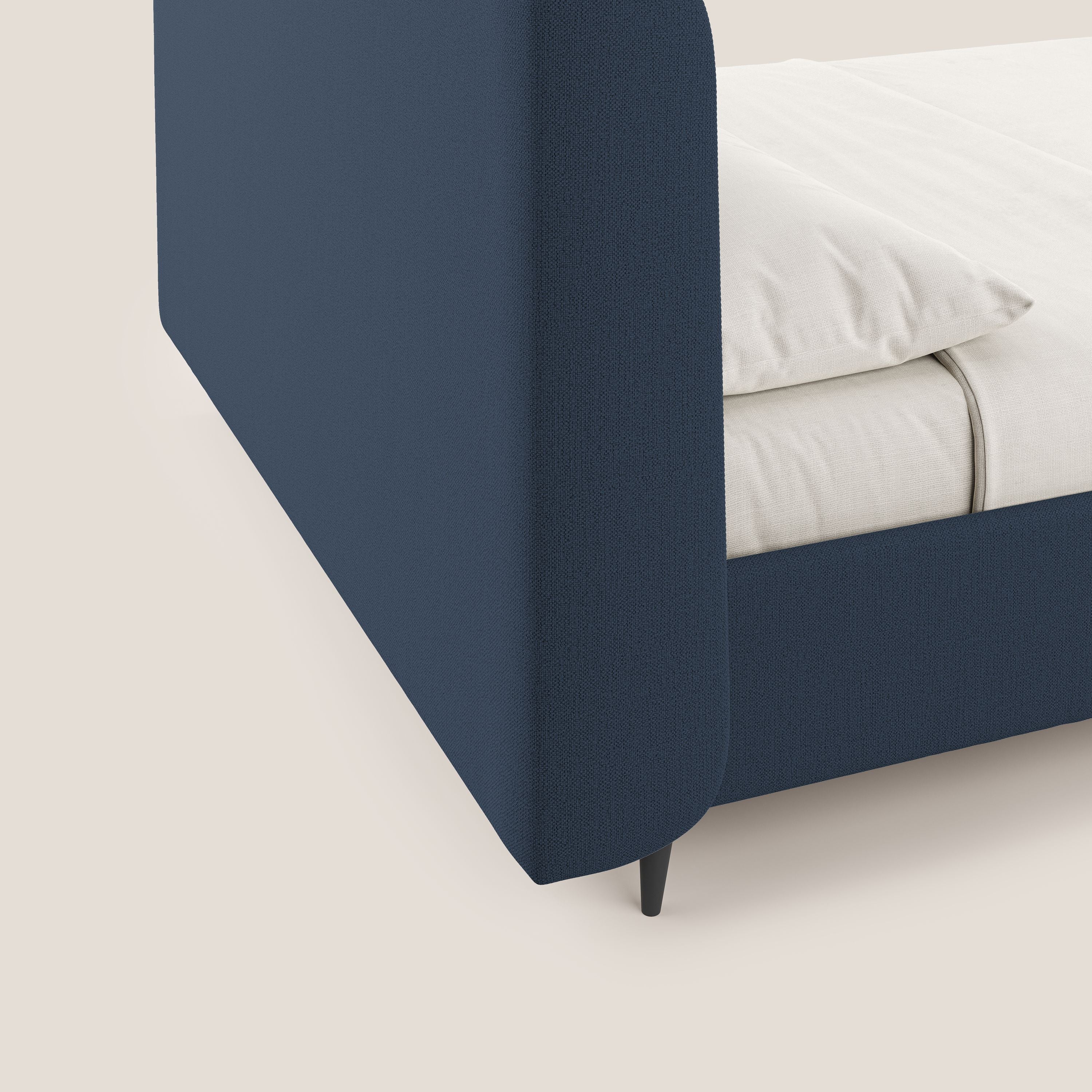 Nadine letto contenitore di design e comfort Italiano in tessuto impermeabile T19 blu - divani.store