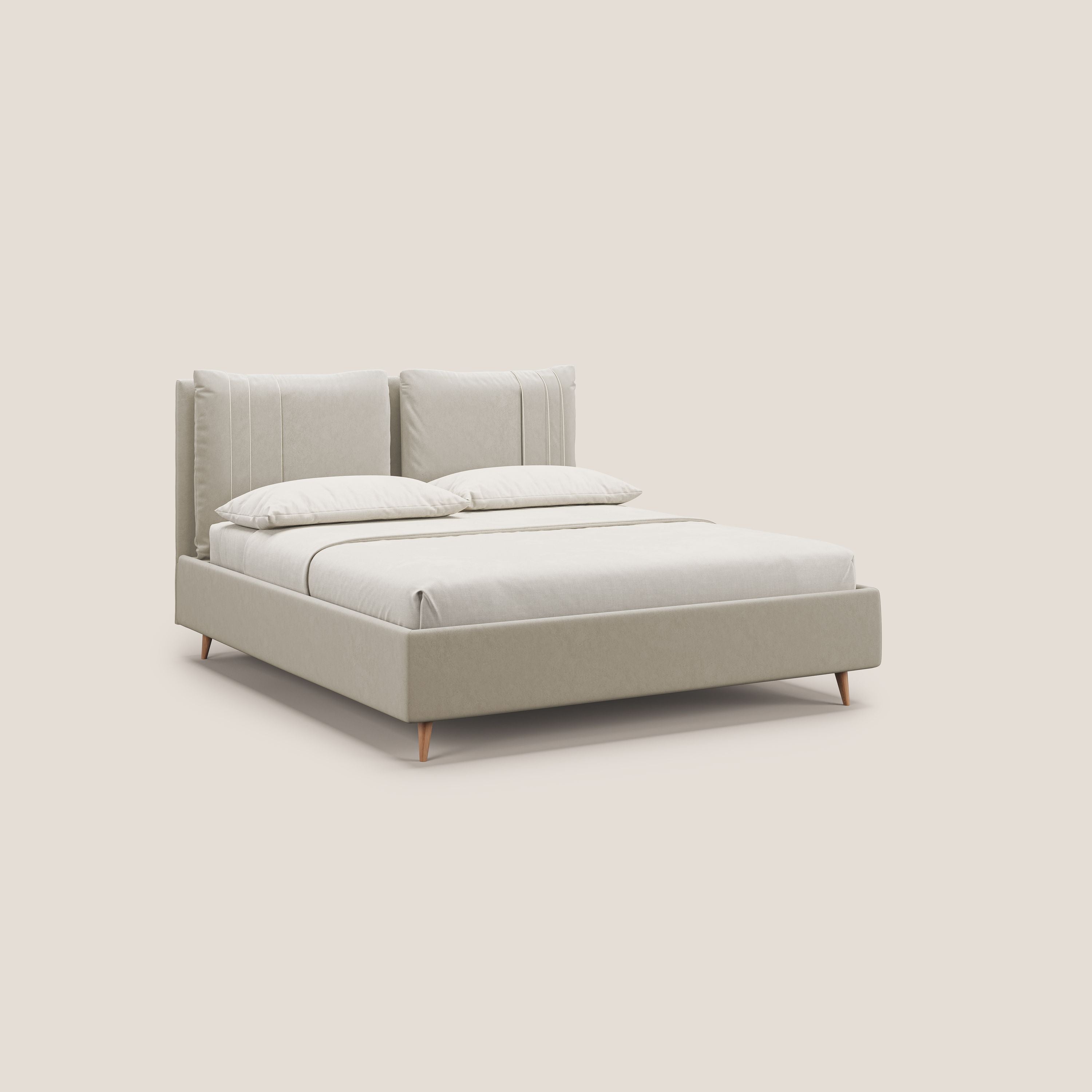 Nathan letto contenitore con cuscini regolabili con tasche in microfibra velluto impermeabile T09 beige - divani.store