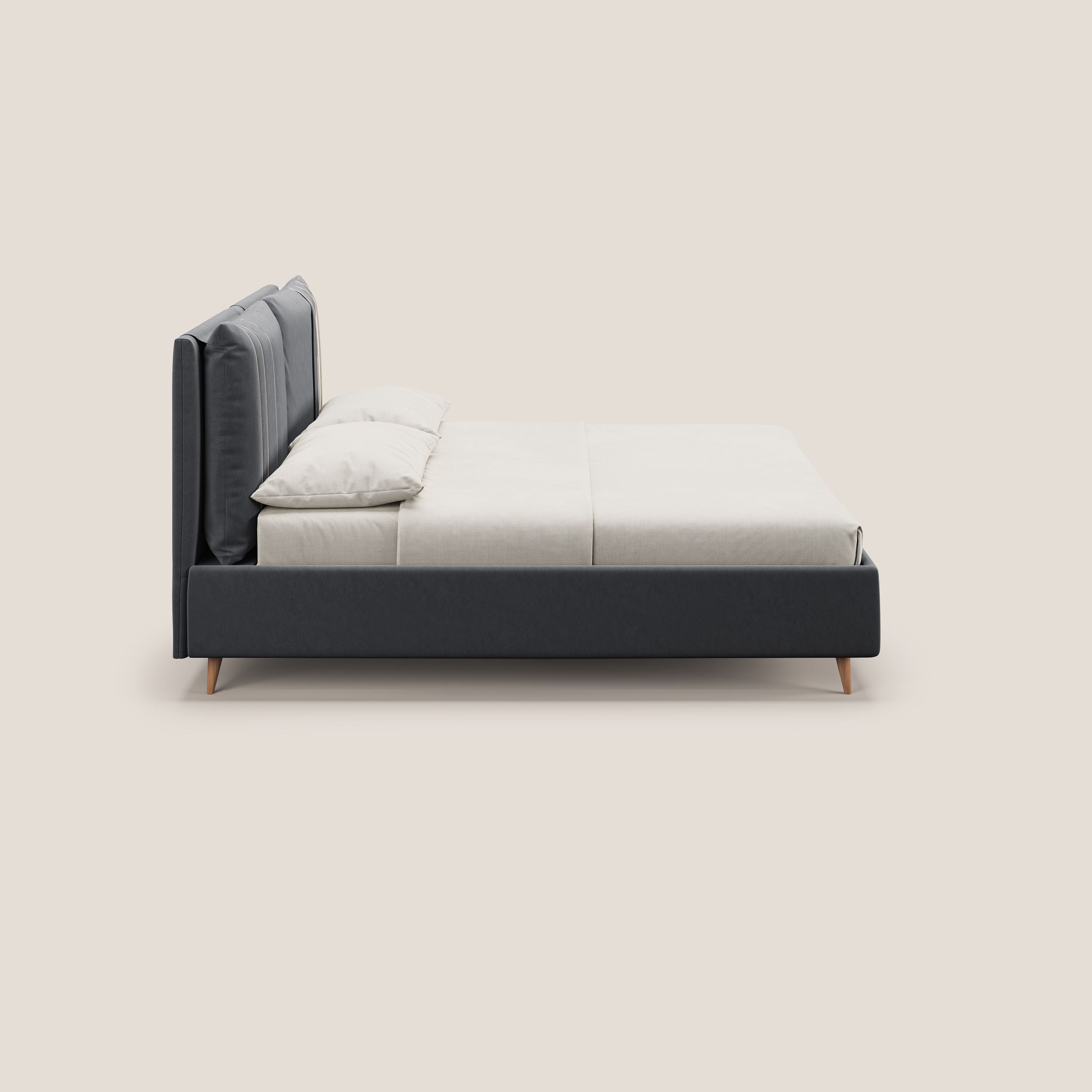 Nathan letto contenitore con cuscini regolabili con tasche in microfibra velluto impermeabile T09 grigio - divani.store