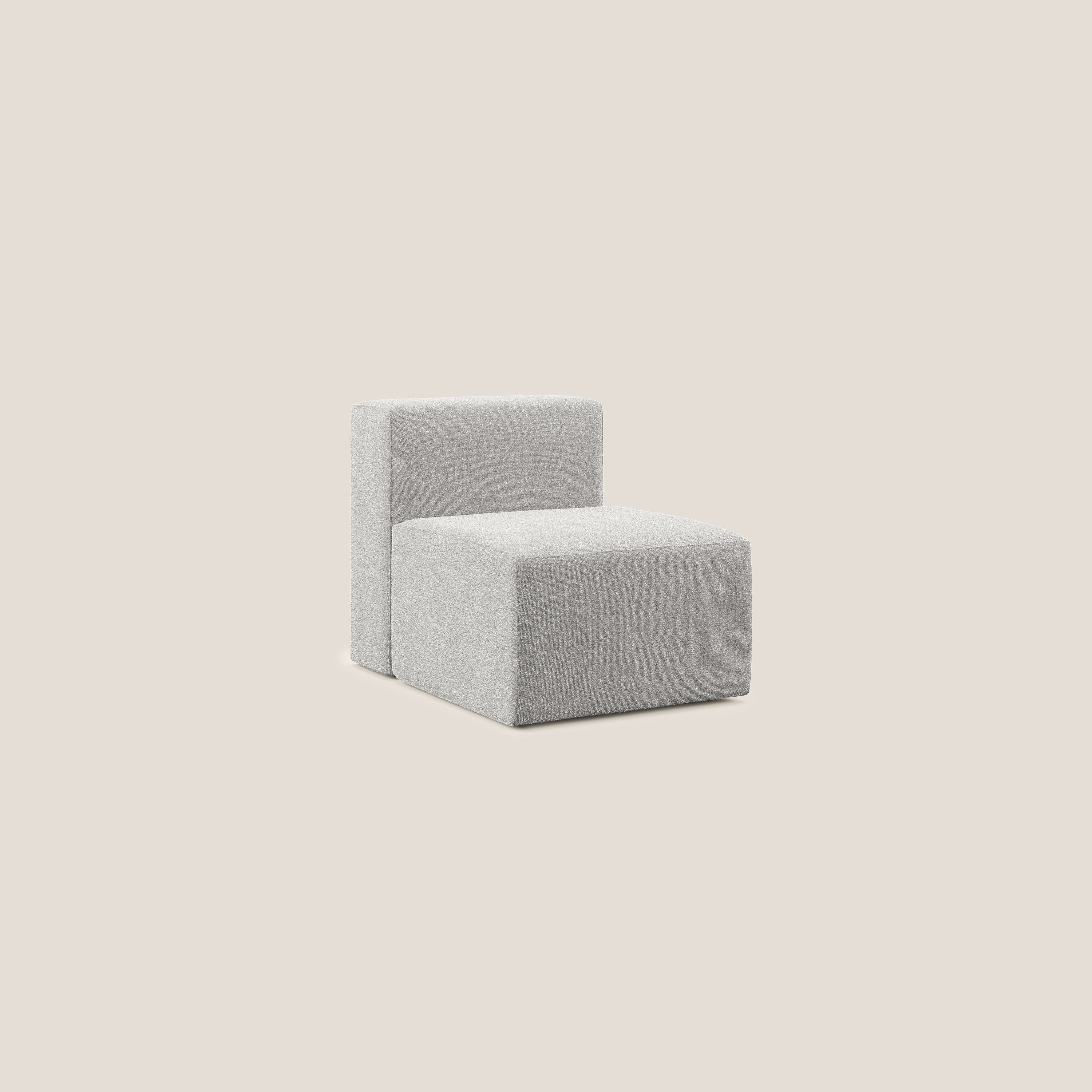 Nettuno modulo poltrona centrale in morbido tessuto bouclè T07 grigio - divani.store