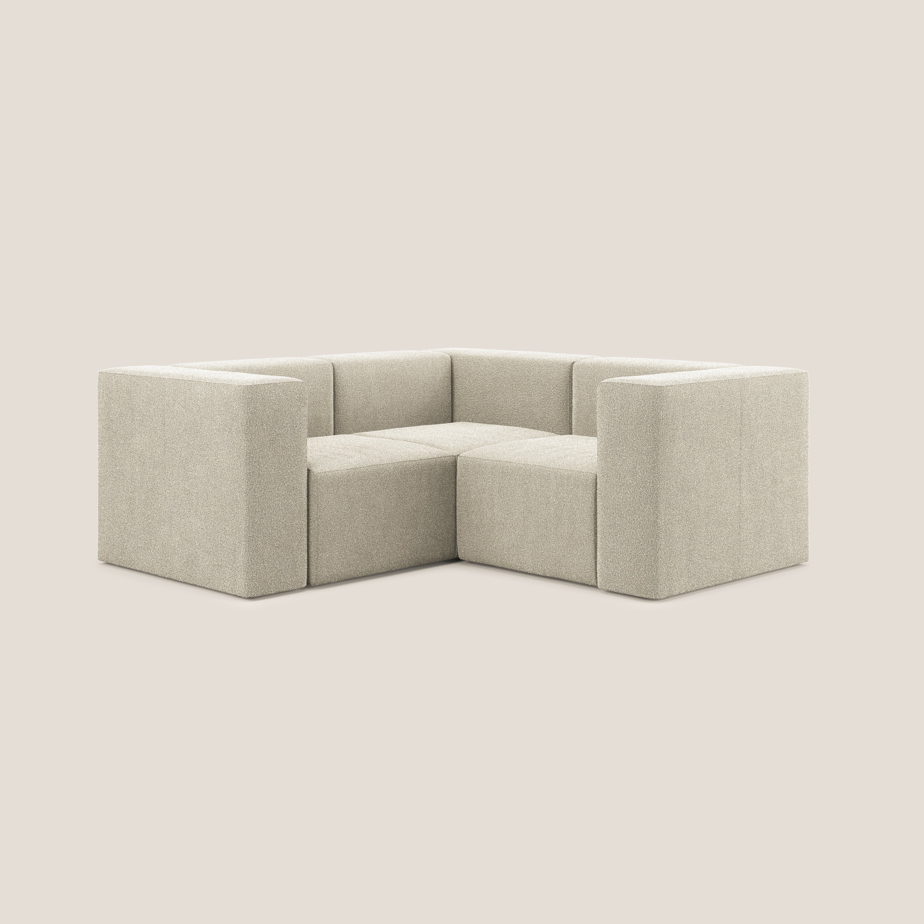 Nettuno divano angolare reversibile e modulare componibile in morbido tessuto bouclè T07 beige - divani.store