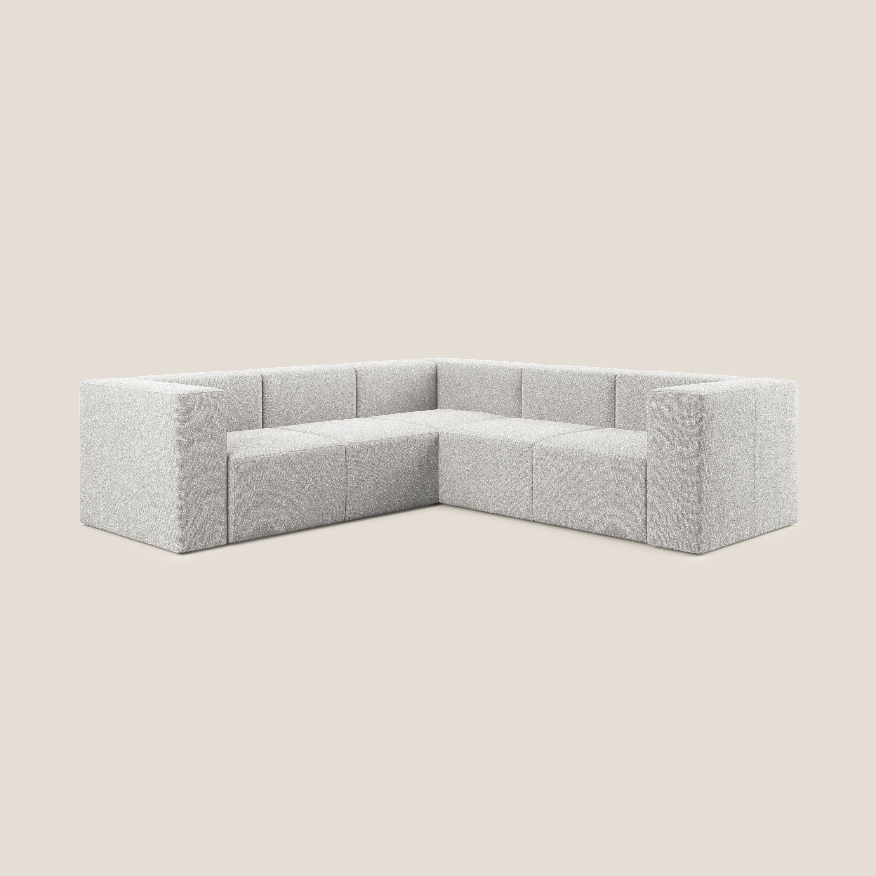 Nettuno divano angolare componibile reversibile in morbido tessuto bouclè T07 grigio - divani.store