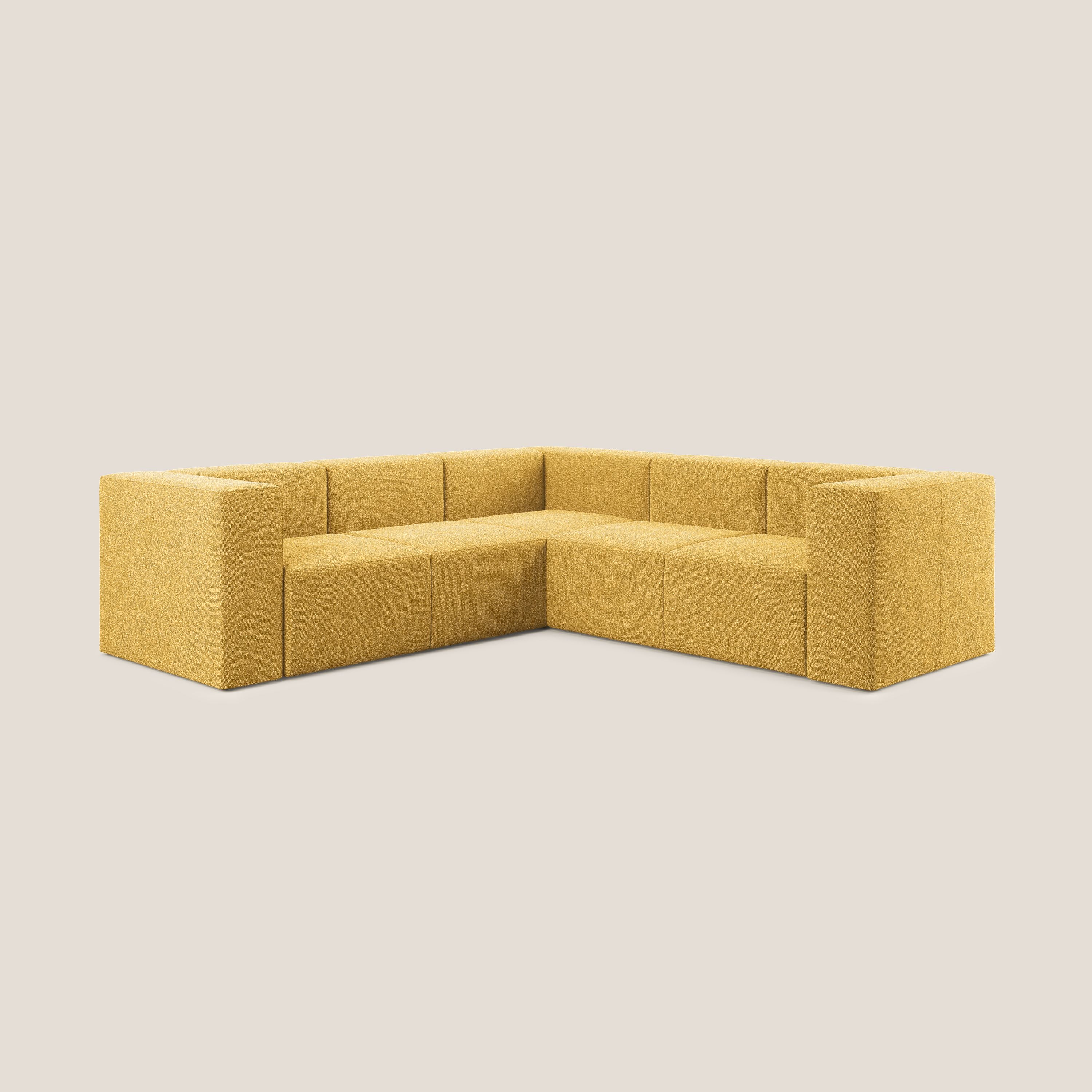 Nettuno divano angolare componibile reversibile in morbido tessuto bouclè T07 giallo - divani.store