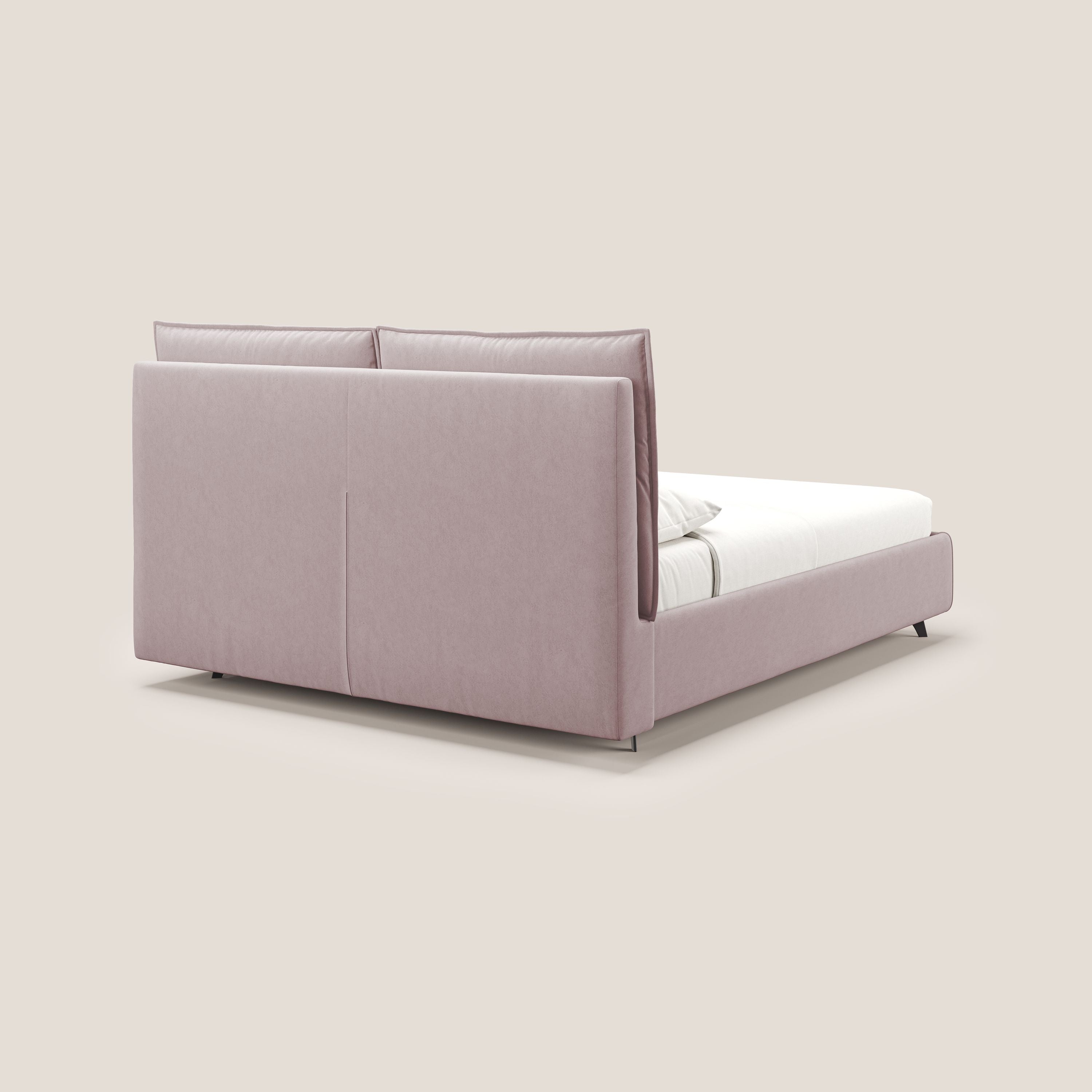 Nives letto imbottito contenitore sfoderabile in microfibra velluto impermeabile T09 rosa - divani.store