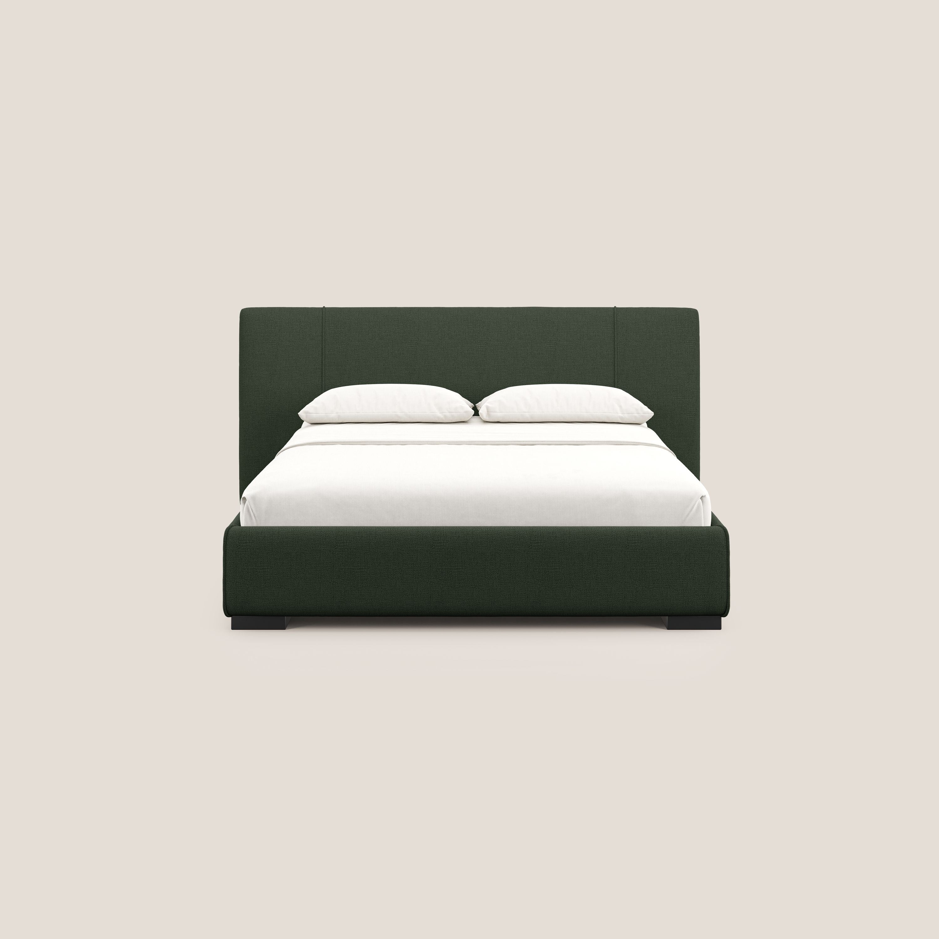 Omero letto imbottito contenitore sfoderabile in tessuto fiammato impermeabile T14 verde - divani.store