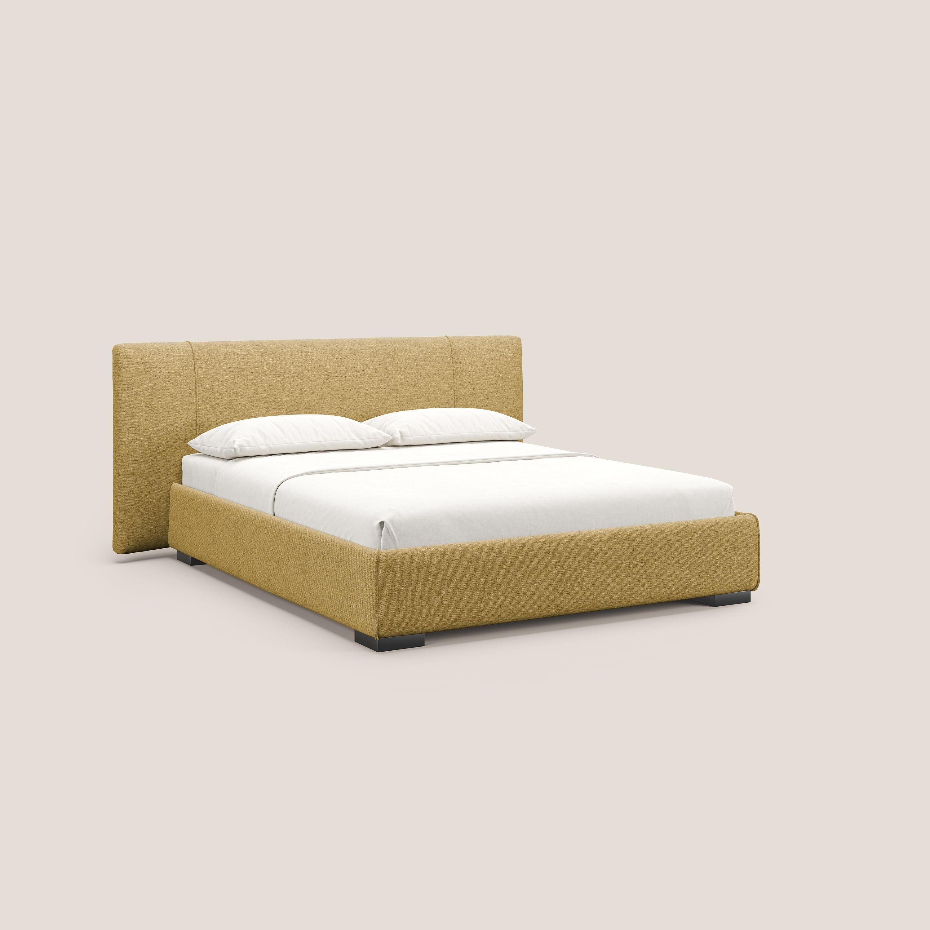 Omero letto imbottito contenitore sfoderabile in tessuto fiammato impermeabile T14 - divani.store