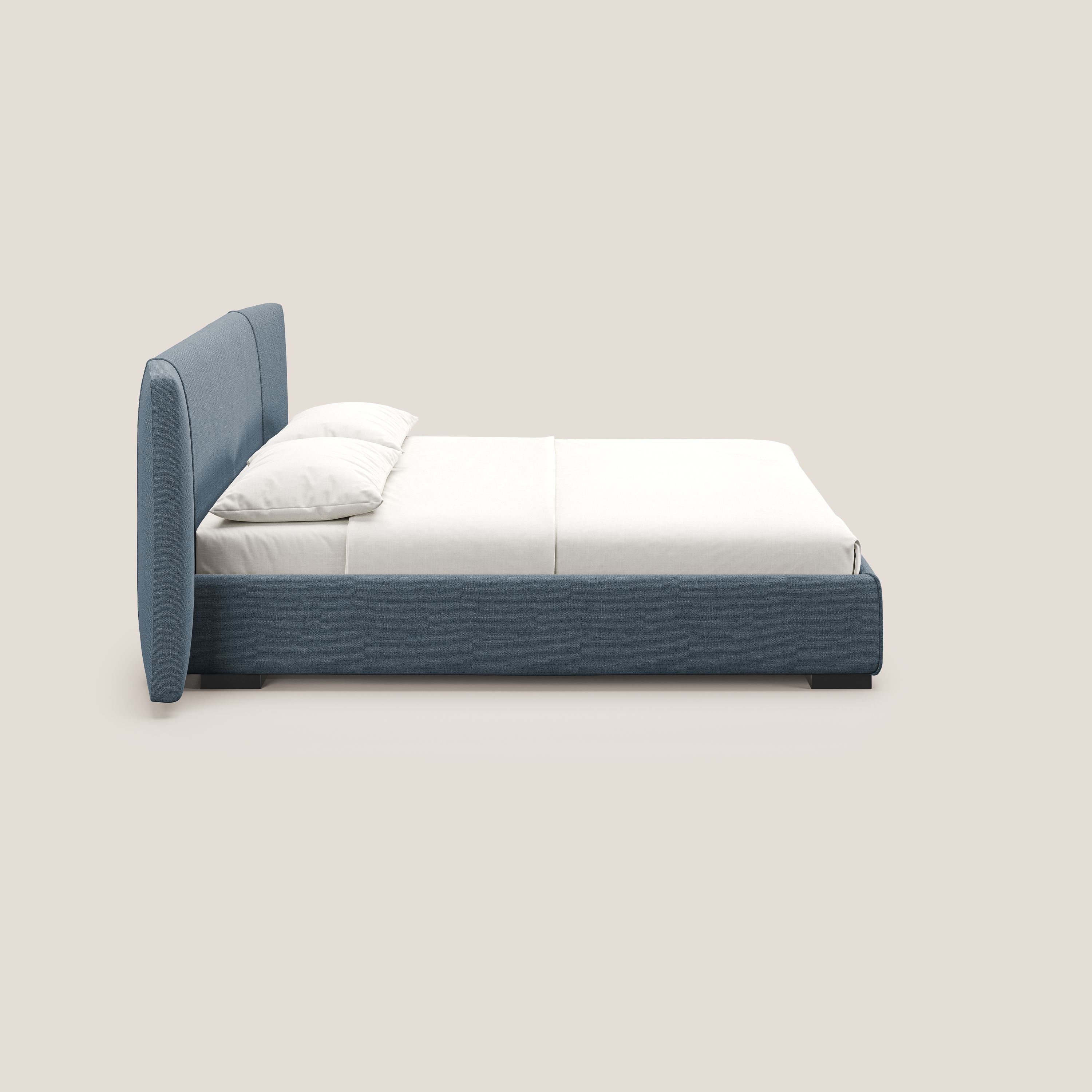 Omero letto imbottito contenitore sfoderabile in tessuto fiammato impermeabile T14 - divani.store