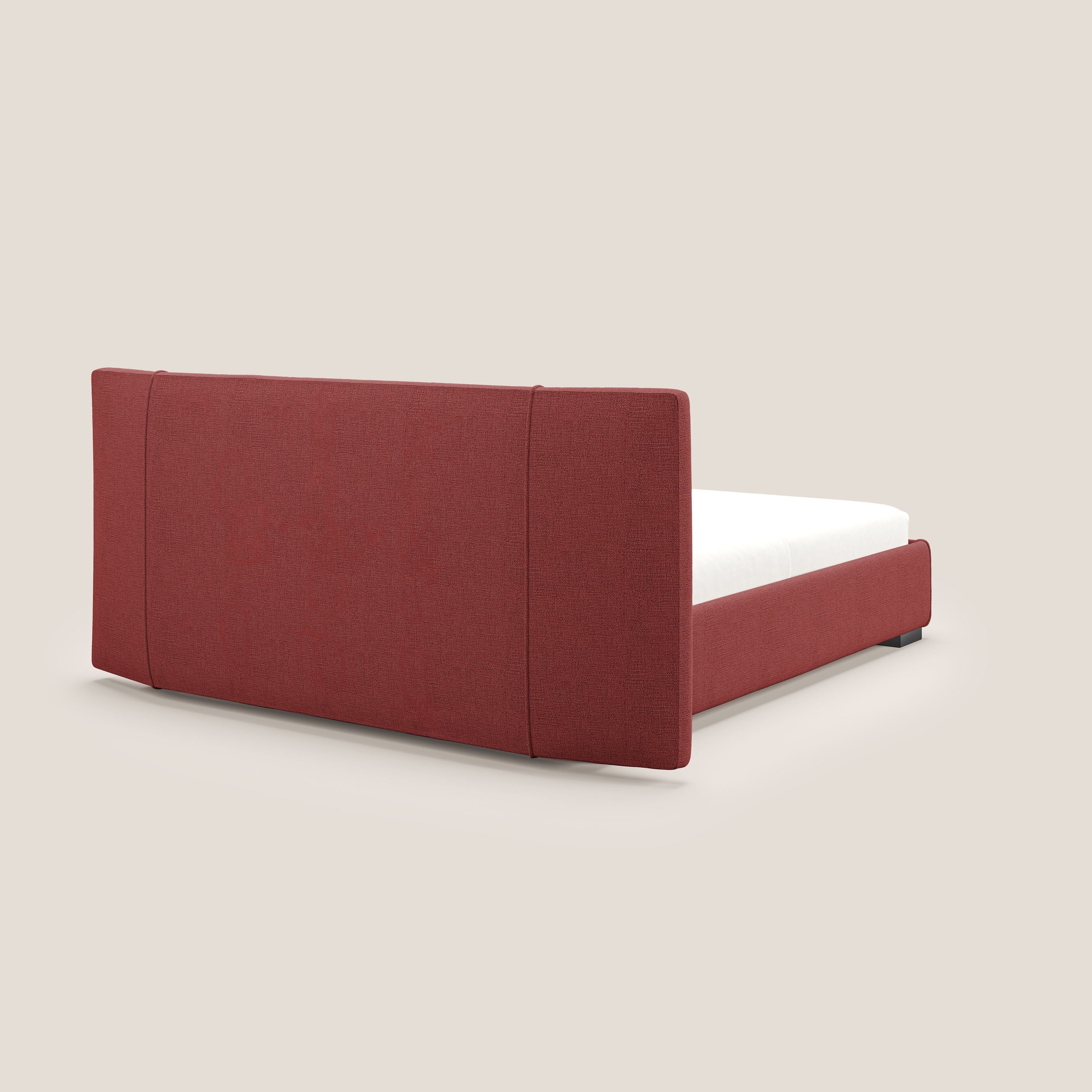 Omero letto imbottito contenitore sfoderabile in tessuto fiammato impermeabile T14 rosso - divani.store
