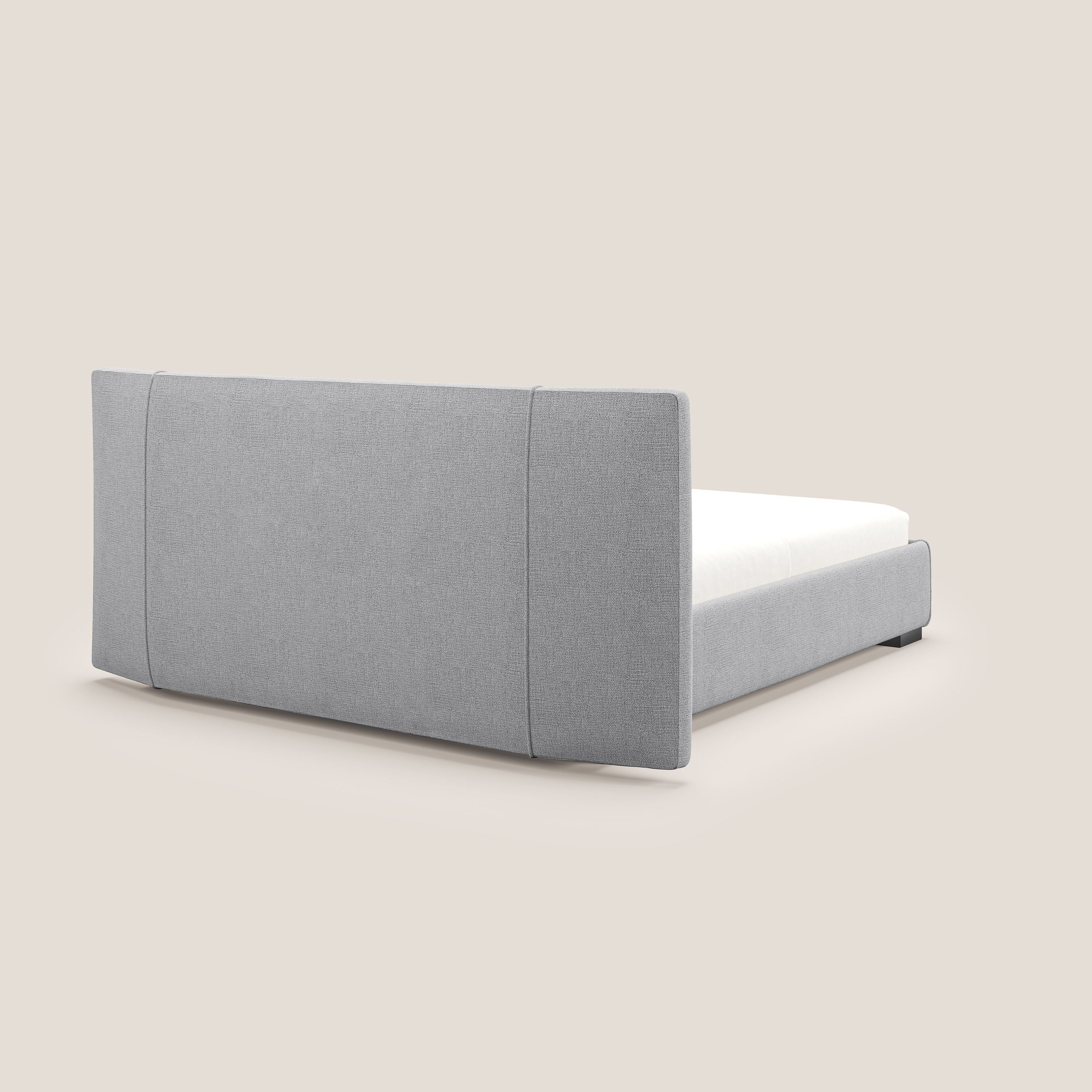 Omero letto imbottito contenitore sfoderabile in tessuto fiammato impermeabile T14 grigio chiaro - divani.store