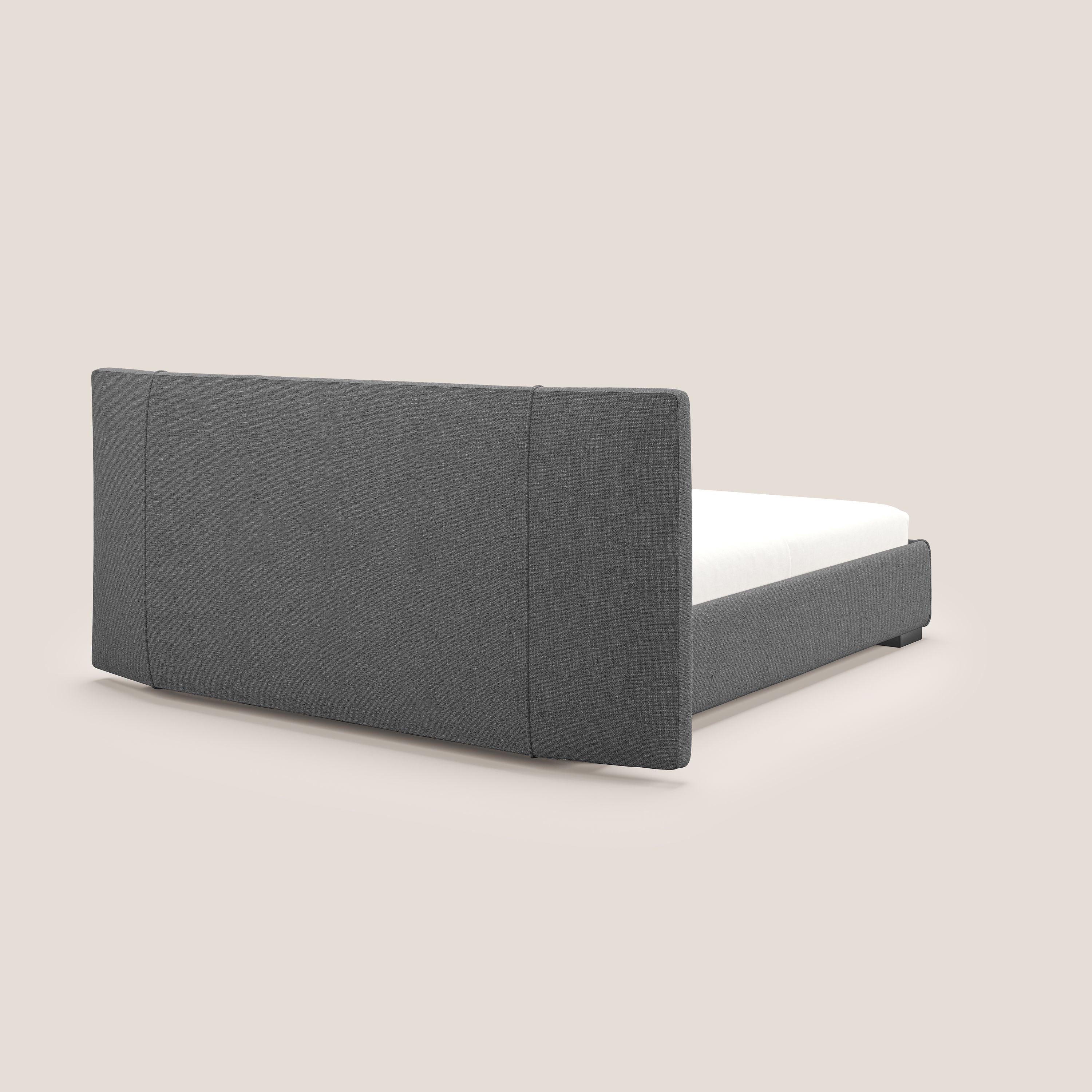 Omero letto imbottito contenitore sfoderabile in tessuto fiammato impermeabile T14 grigio - divani.store