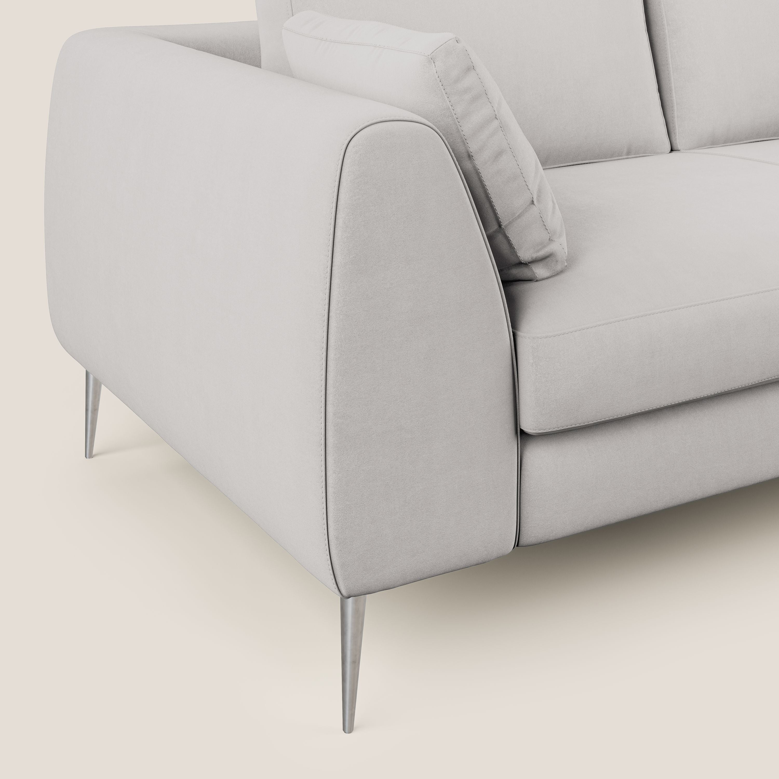 Plano divano moderno in microfibra tecnica smacchiabile T11 grigio chiaro - divani.store