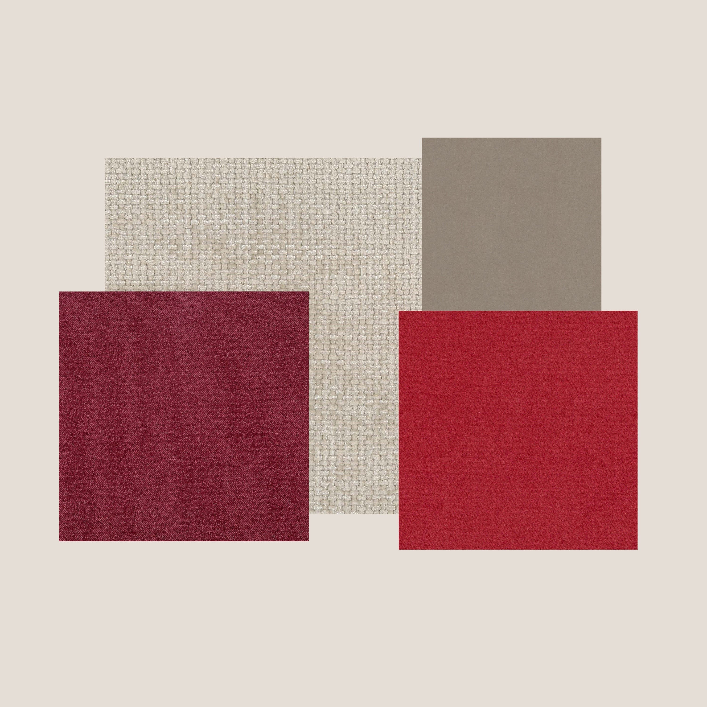 Rebus letto imbottito dal design moderno con piedi trasparenti in plexiglass rosso - divani.store