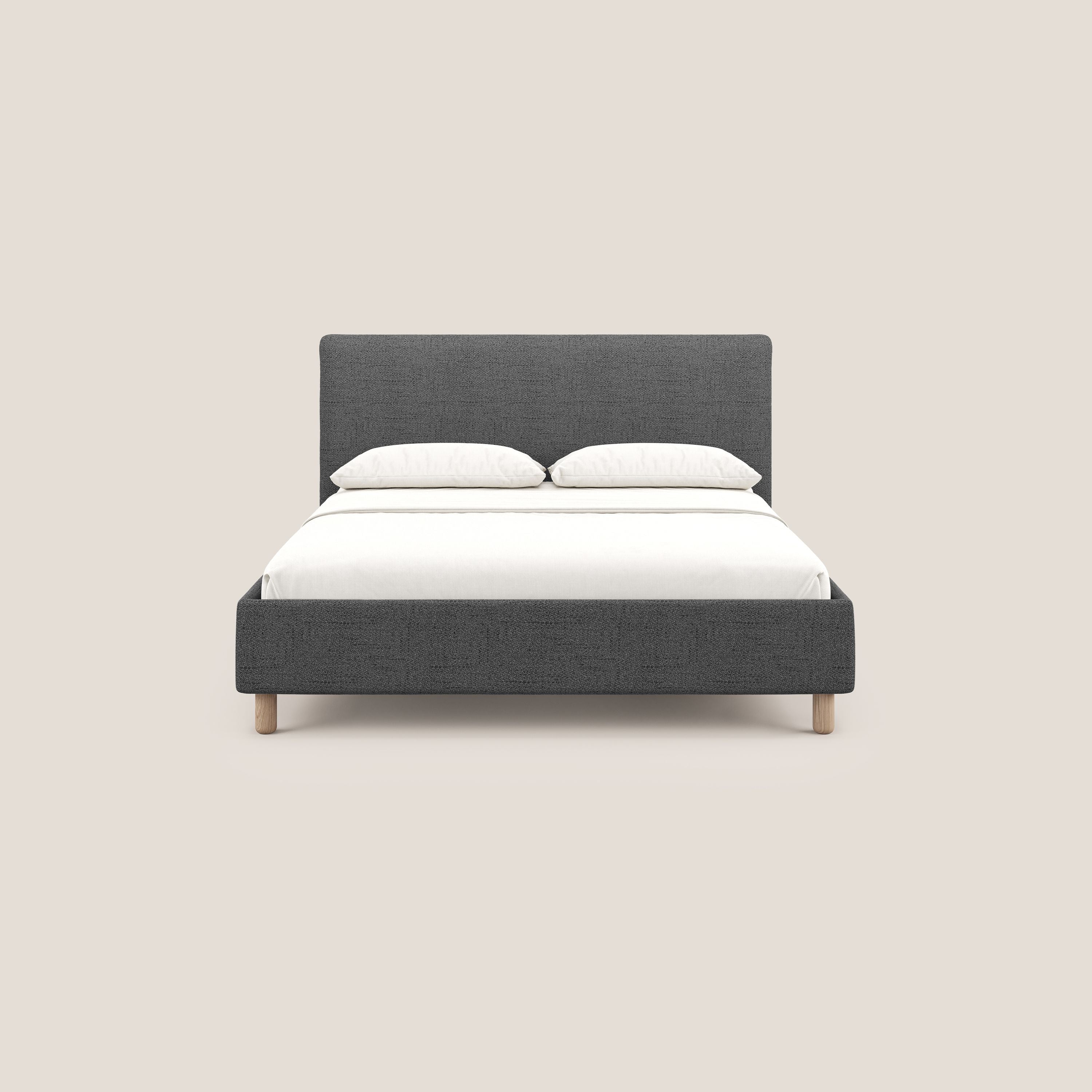 Serena letto contenitore salvaspazio scandinavo in tessuto fiammato impermeabile T03 grigio - divani.store