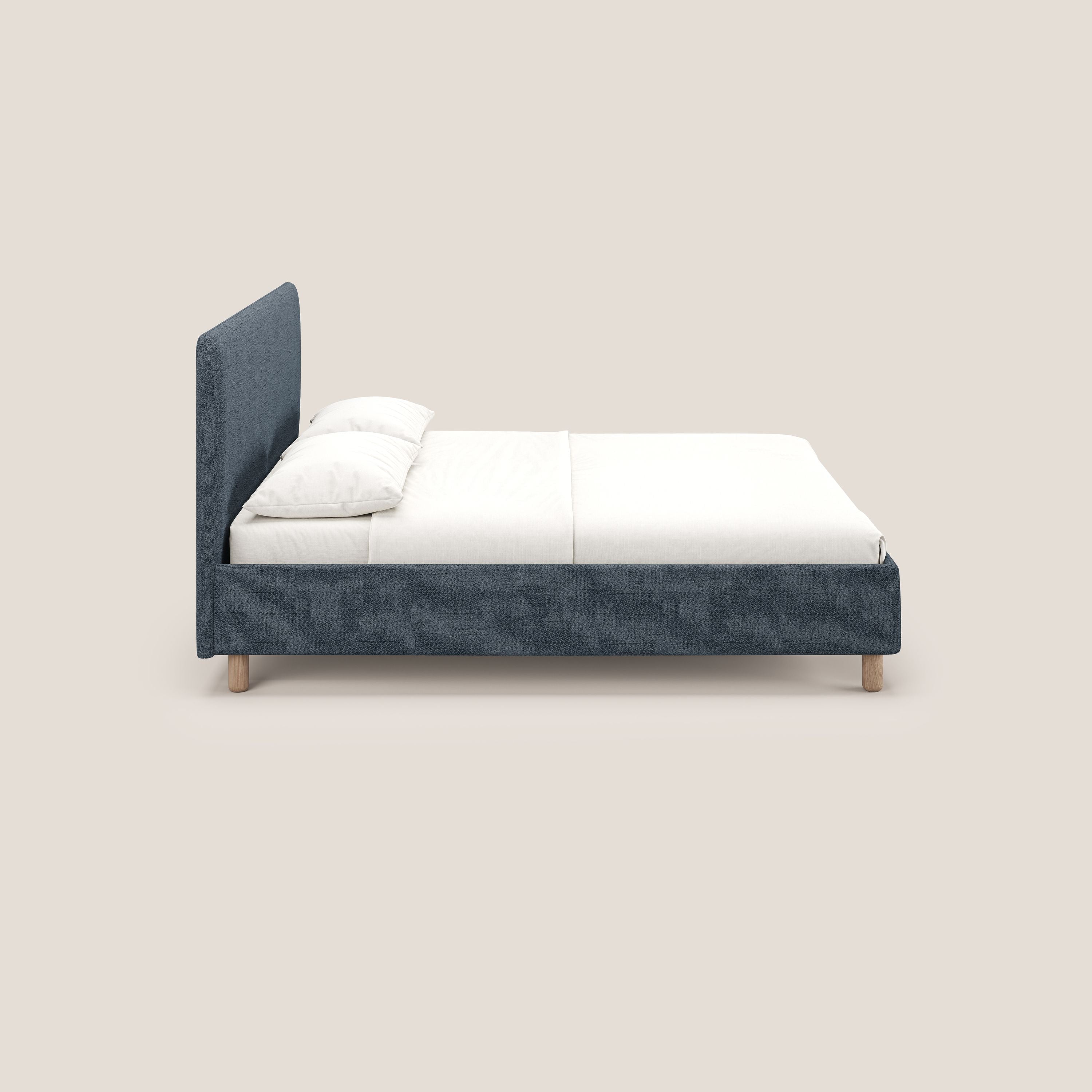 Serena letto contenitore salvaspazio scandinavo in tessuto fiammato impermeabile T03 blu - divani.store