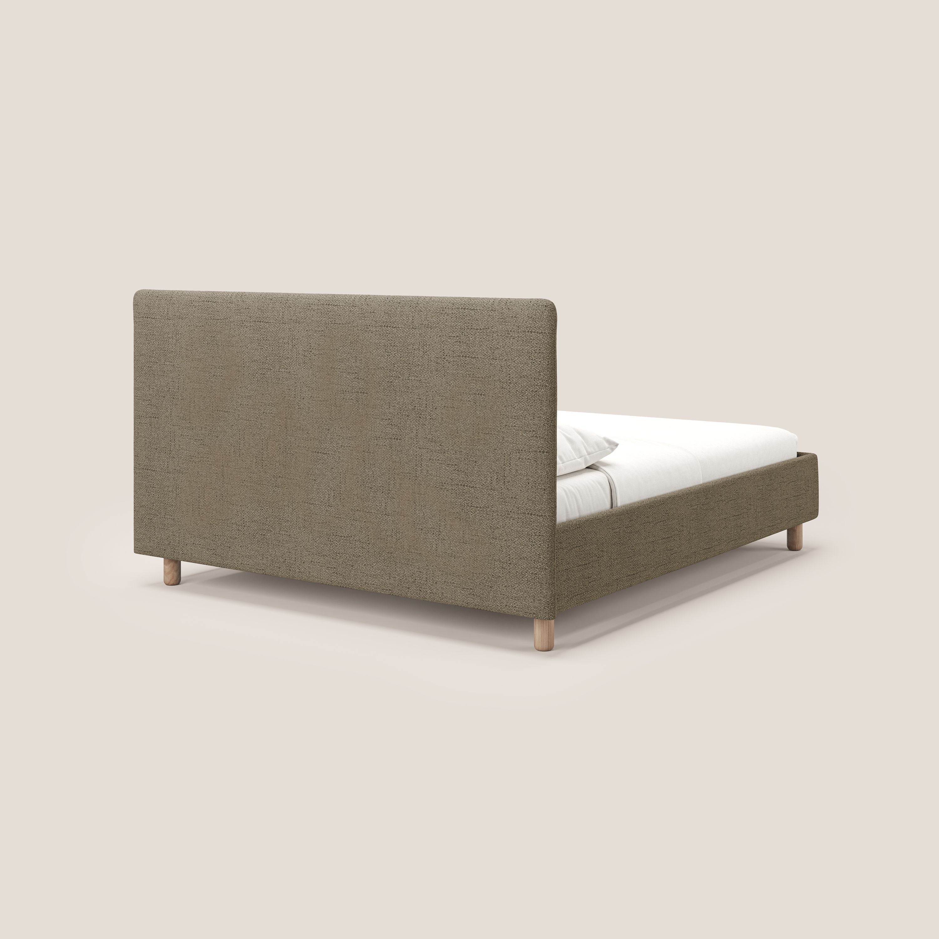 Serena letto contenitore salvaspazio scandinavo in tessuto fiammato impermeabile T03 marrone - divani.store