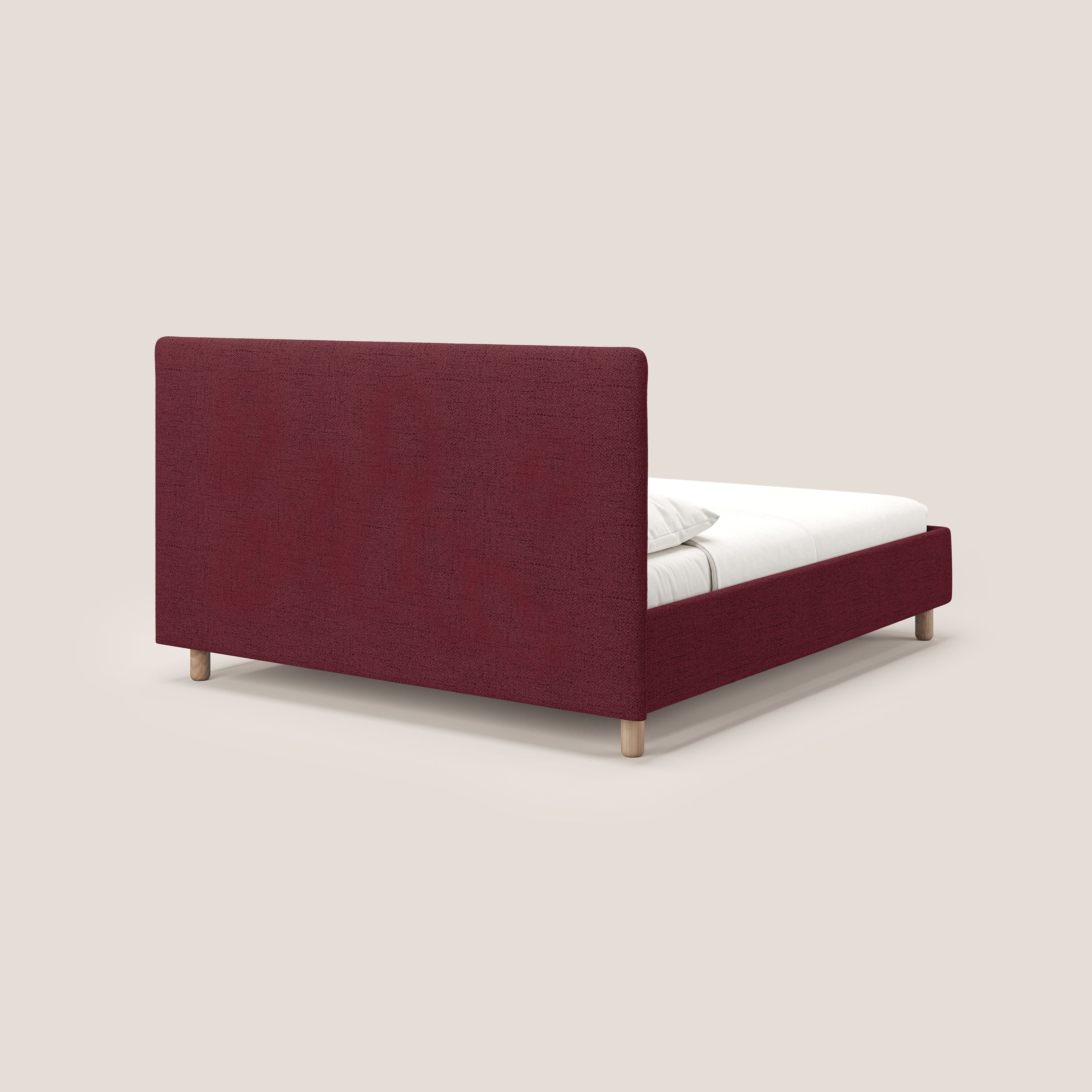 Serena letto contenitore salvaspazio scandinavo in tessuto fiammato impermeabile T03 rosso - divani.store
