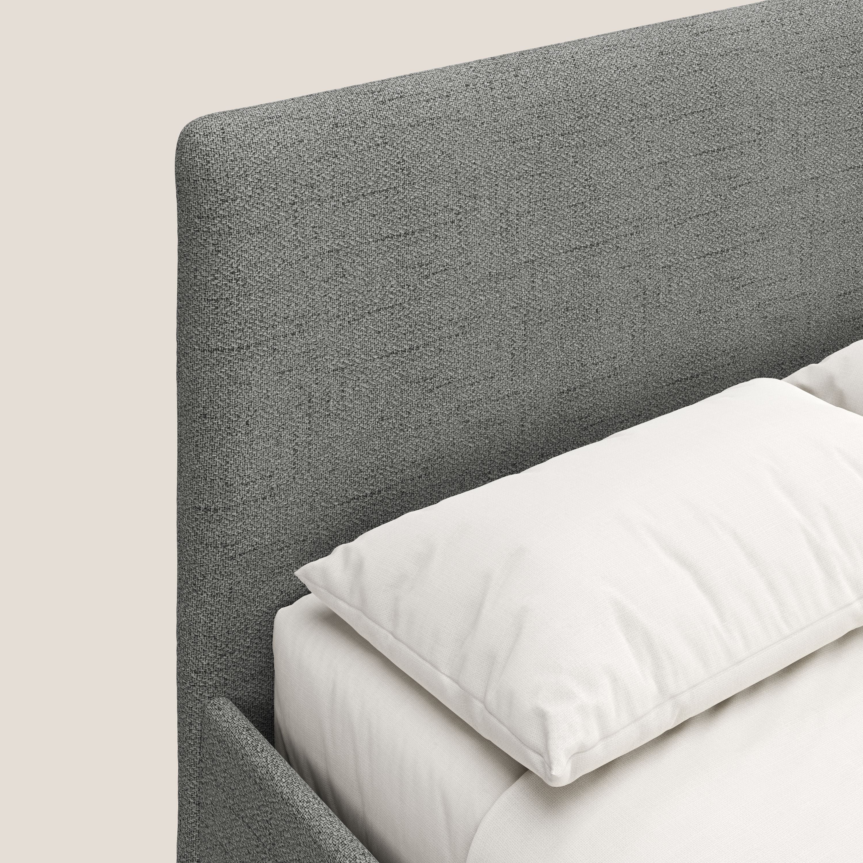 Serena letto contenitore salvaspazio scandinavo in tessuto fiammato impermeabile T03 grigio chiaro - divani.store
