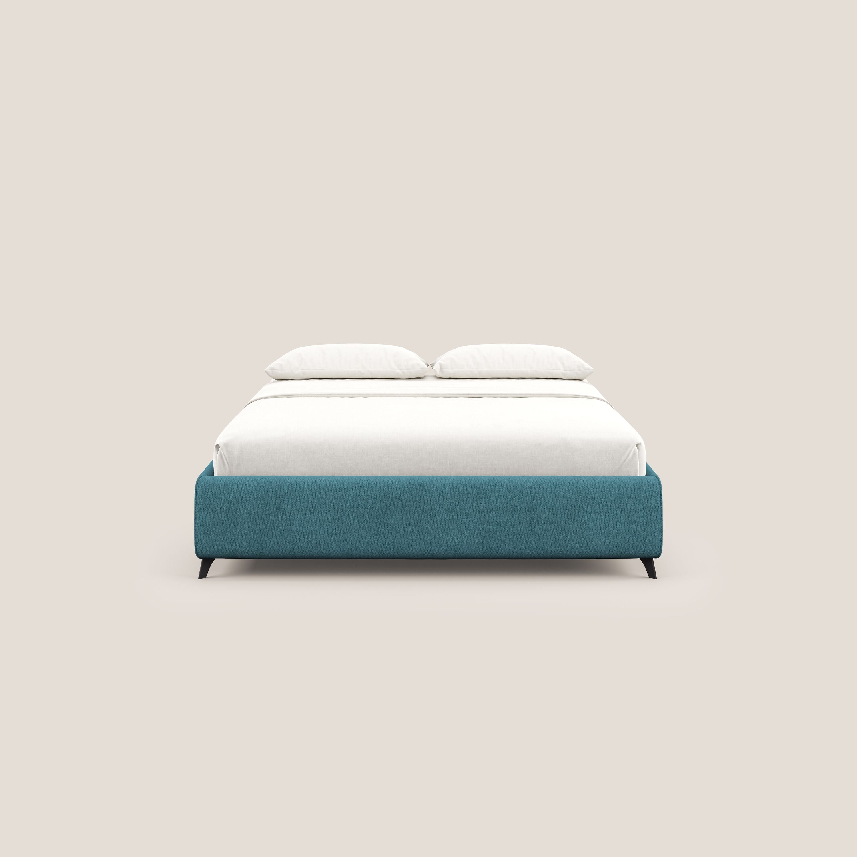 Sara sommier con giroletto contenitore in tessuto impermeabile T02 azzurro - divani.store