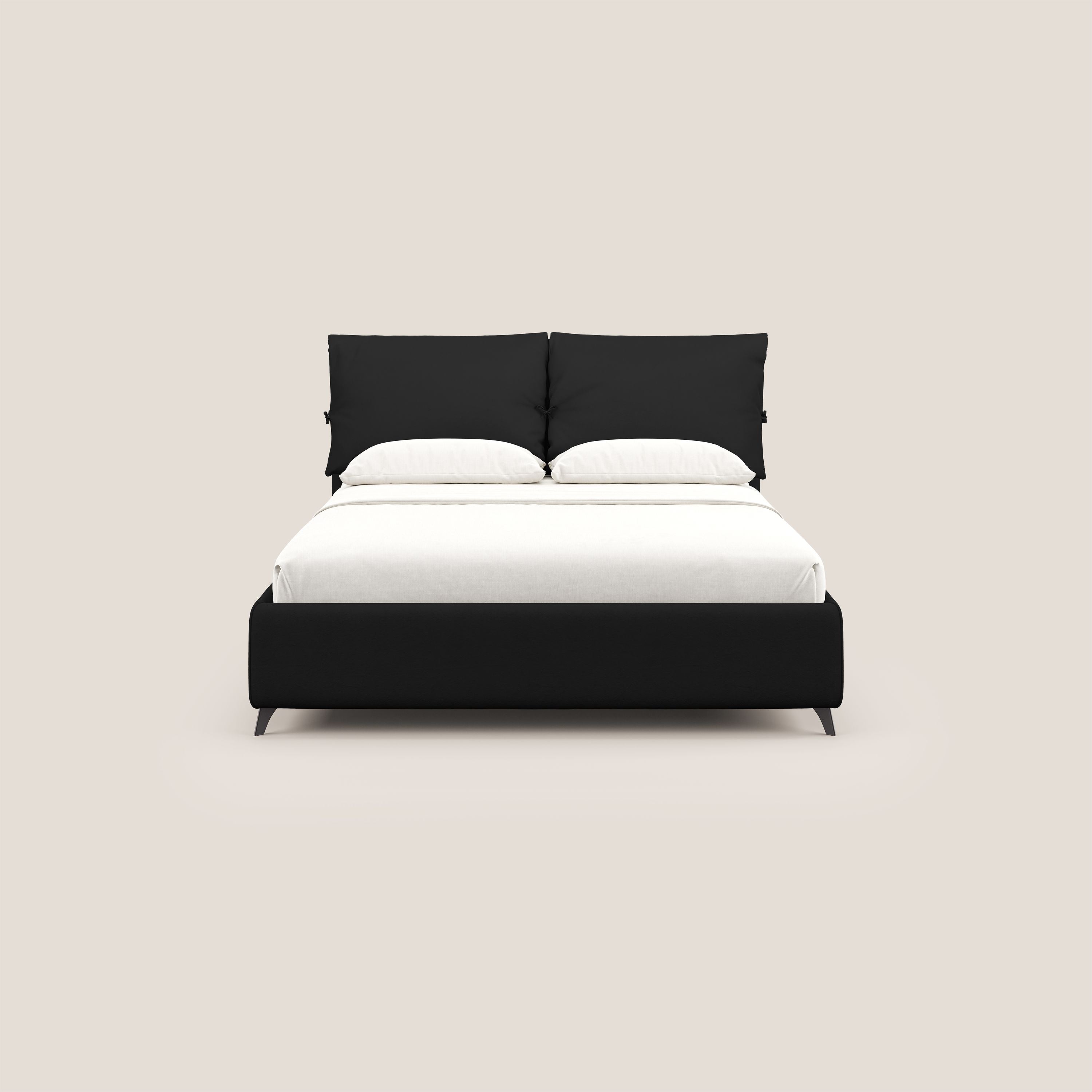 Susan letto imbottito contenitore completamente sfoderabile in microfibra smacchiabile T11 nero - divani.store