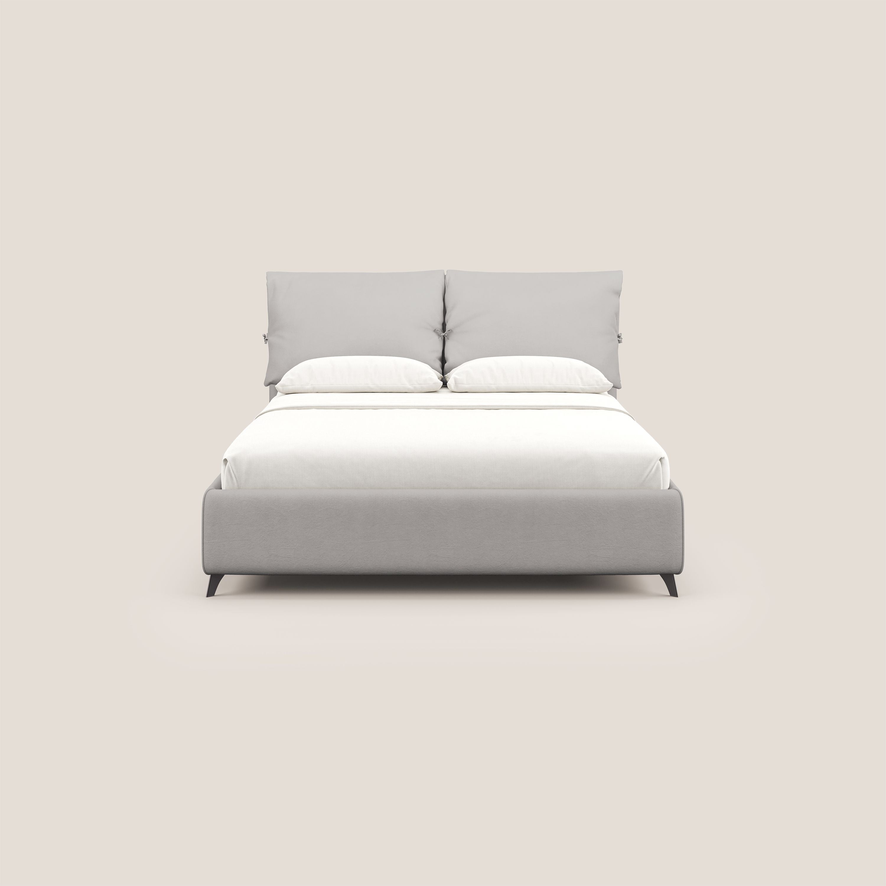 Susan letto imbottito contenitore completamente sfoderabile in microfibra smacchiabile T11 grigio chiaro - divani.store