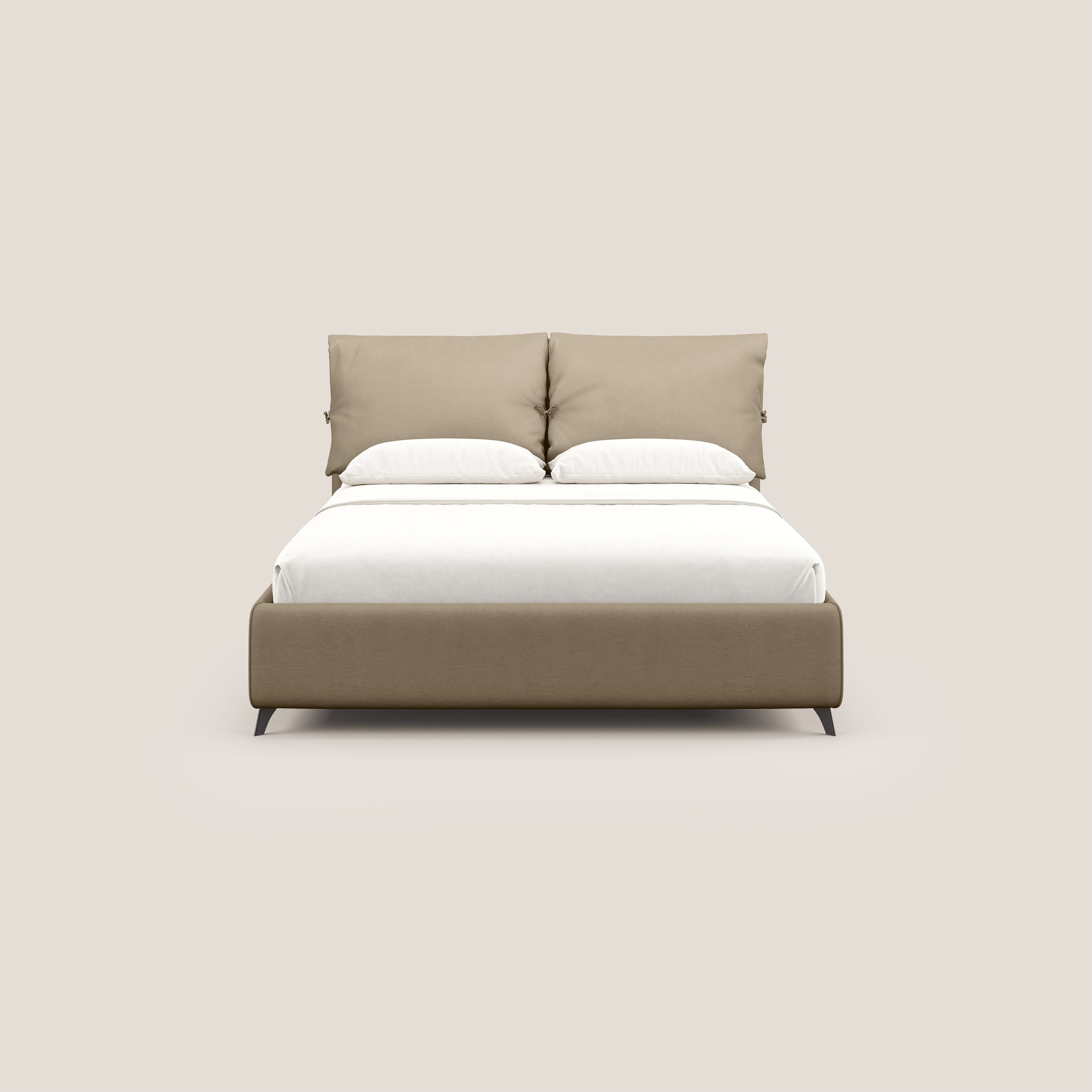 Susan letto imbottito contenitore completamente sfoderabile in microfibra smacchiabile T11 tortora - divani.store