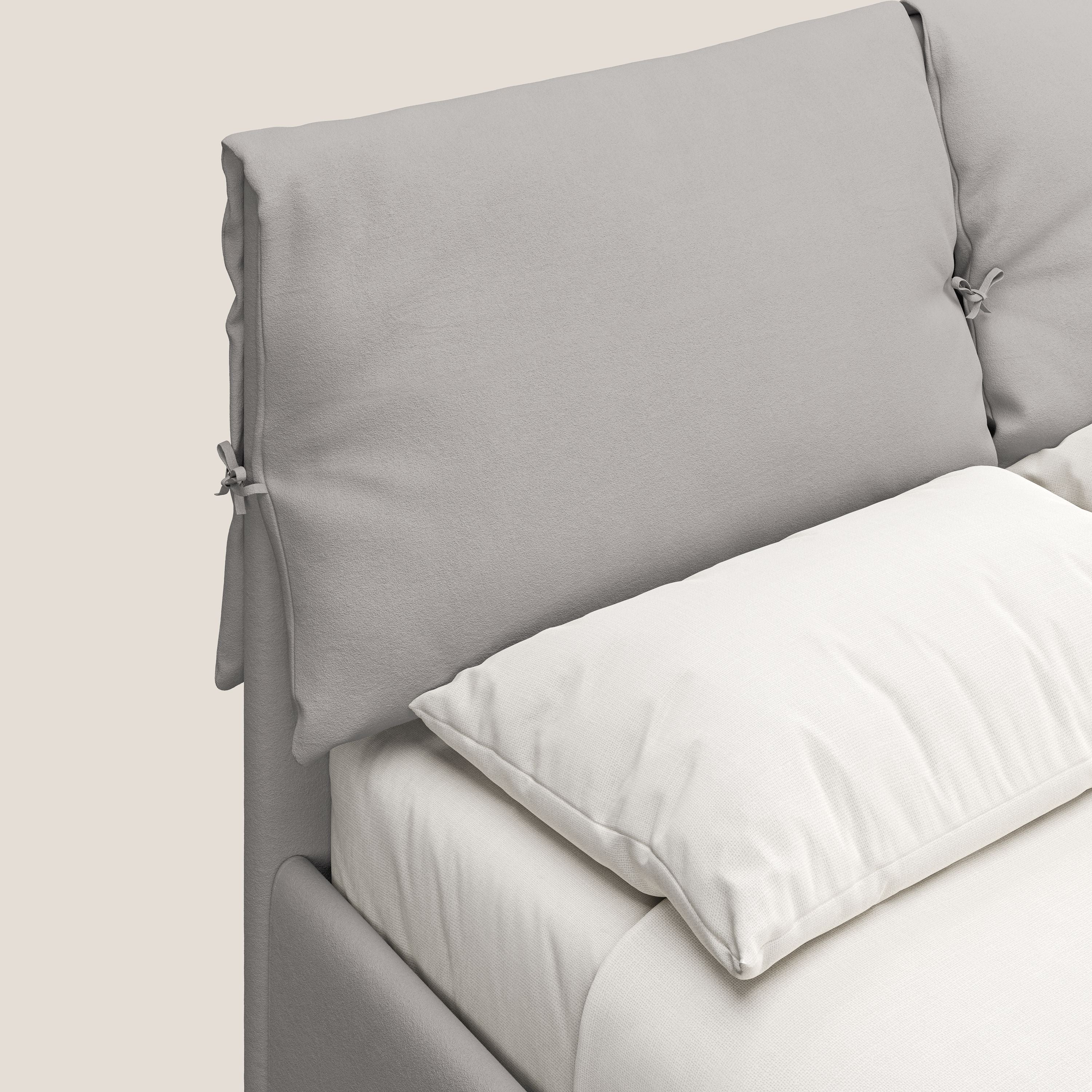 Susan letto imbottito contenitore completamente sfoderabile in microfibra smacchiabile T11 grigio chiaro - divani.store