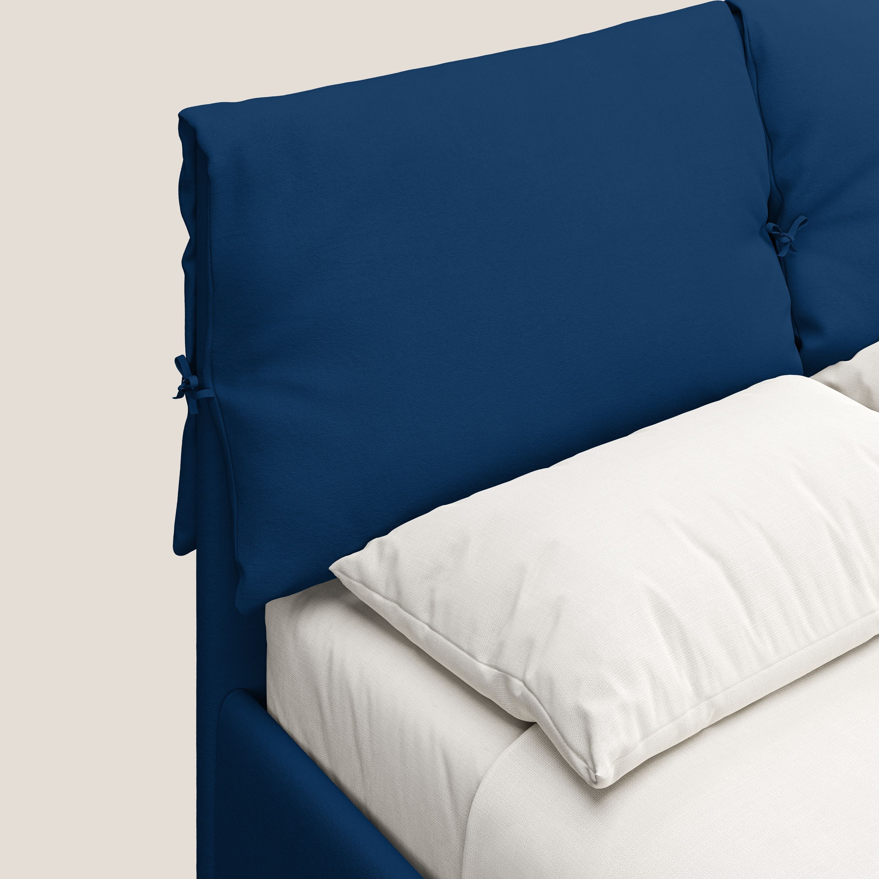 Susan letto imbottito contenitore completamente sfoderabile in microfibra smacchiabile T11 blu - divani.store