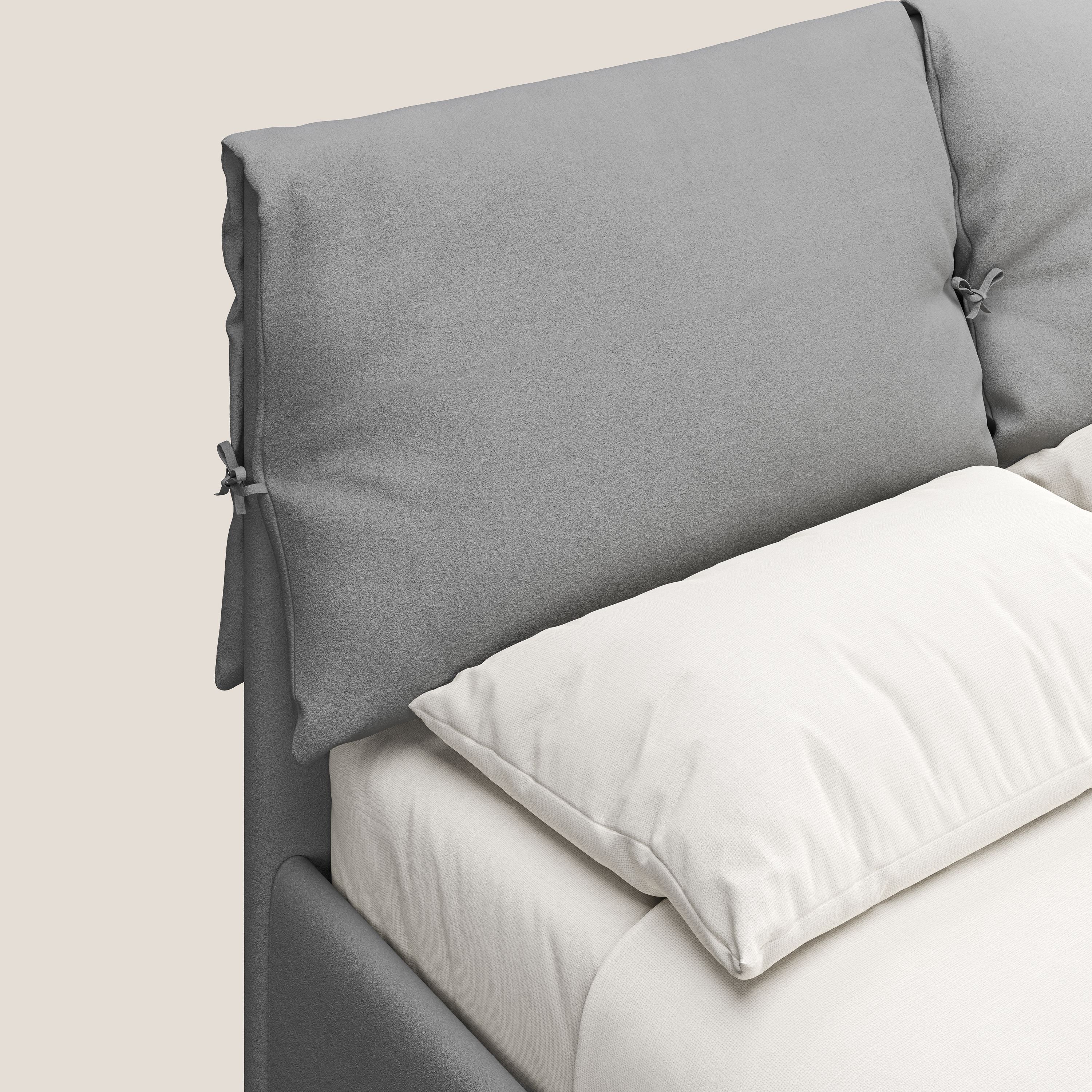 Susan letto imbottito contenitore completamente sfoderabile in microfibra smacchiabile T11 grigio - divani.store