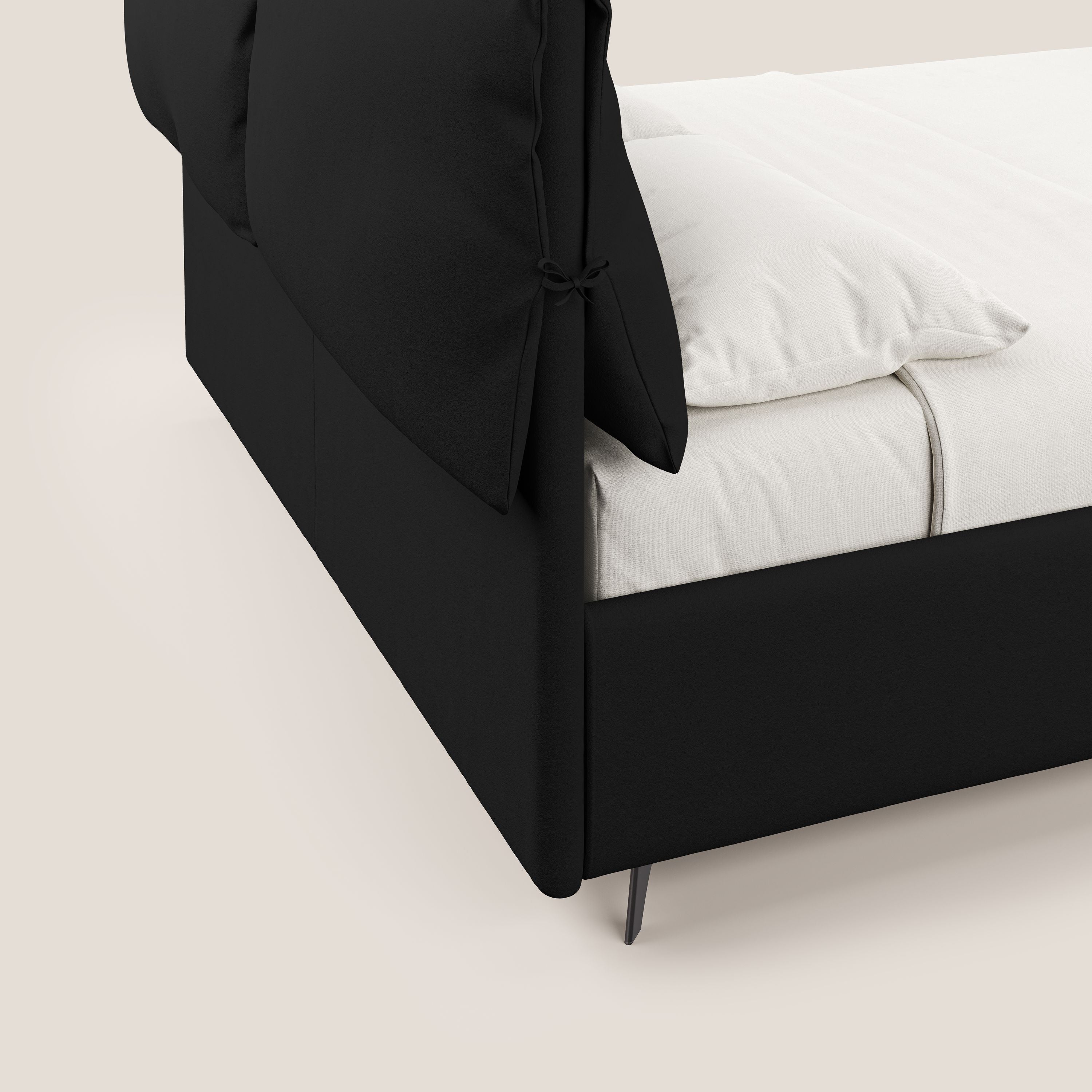 Susan letto imbottito contenitore completamente sfoderabile in microfibra smacchiabile T11 nero - divani.store