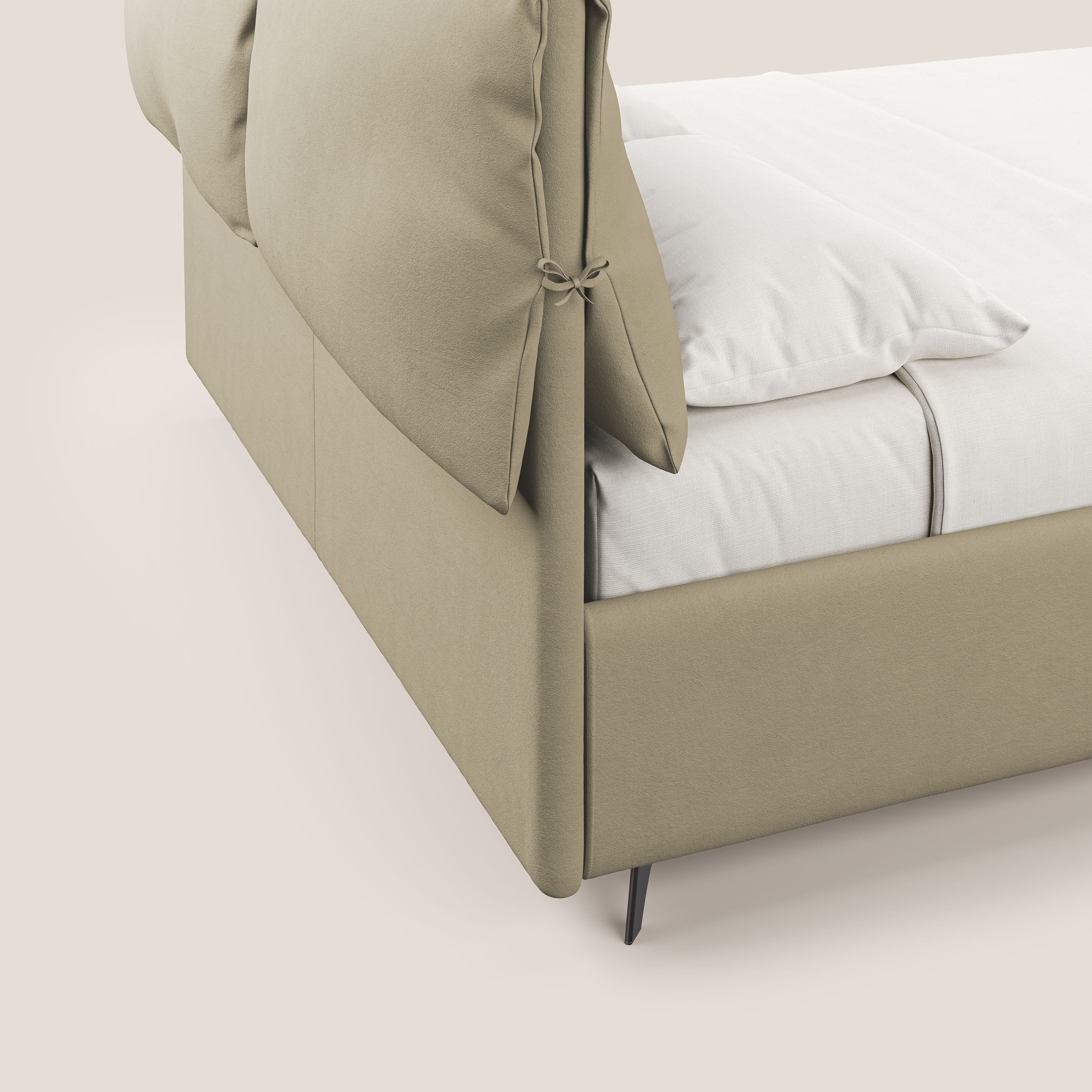 Susan letto imbottito contenitore completamente sfoderabile in microfibra smacchiabile T11 panna - divani.store